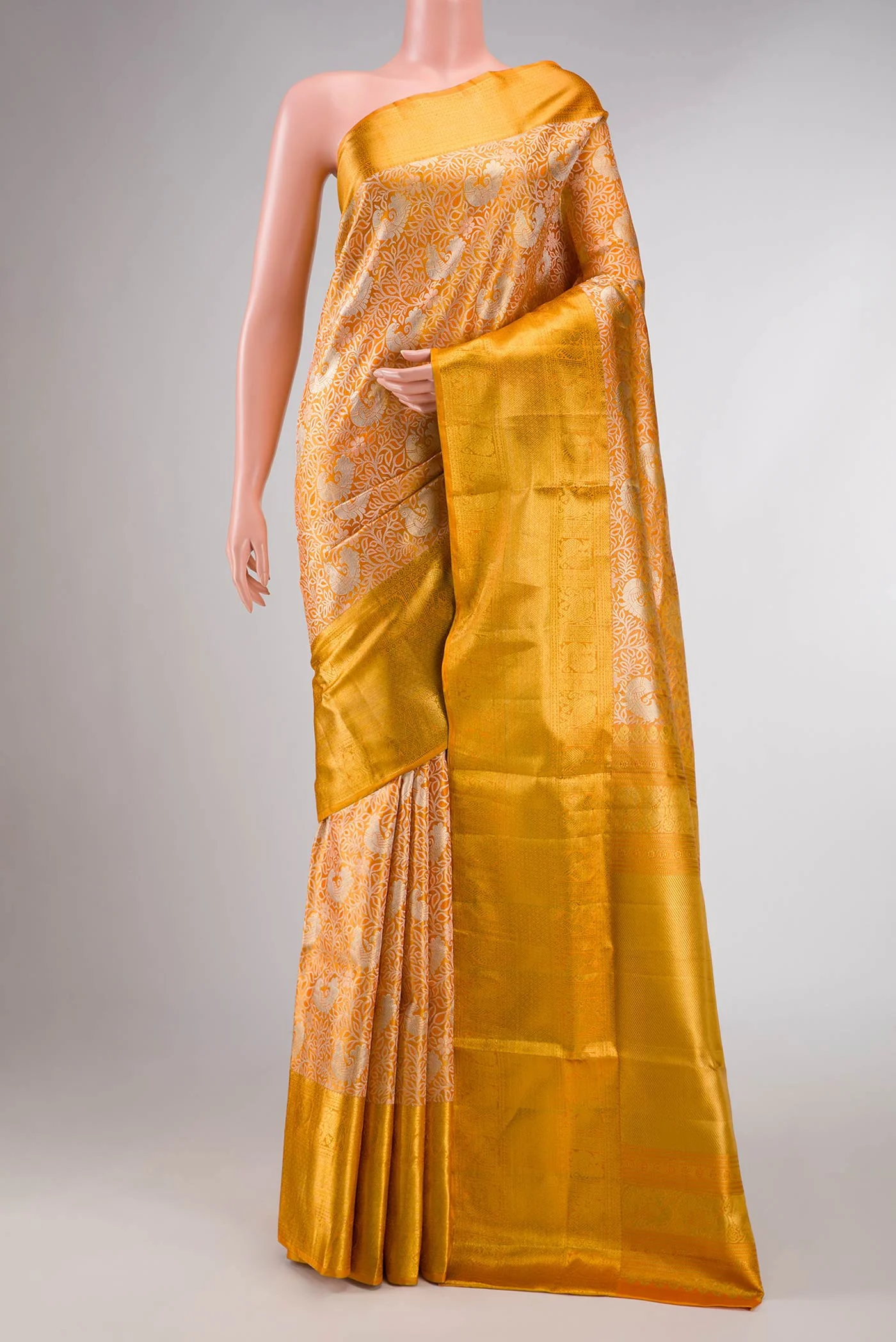 Gold Dual Tone Kanjivaram Tissue Silk Saree