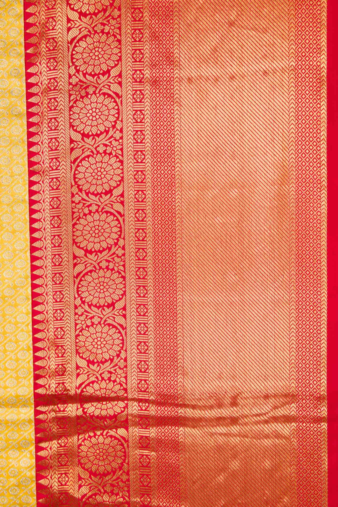 Gold Dual Tone Kanchipuram Tissue Silk Saree - Image 3