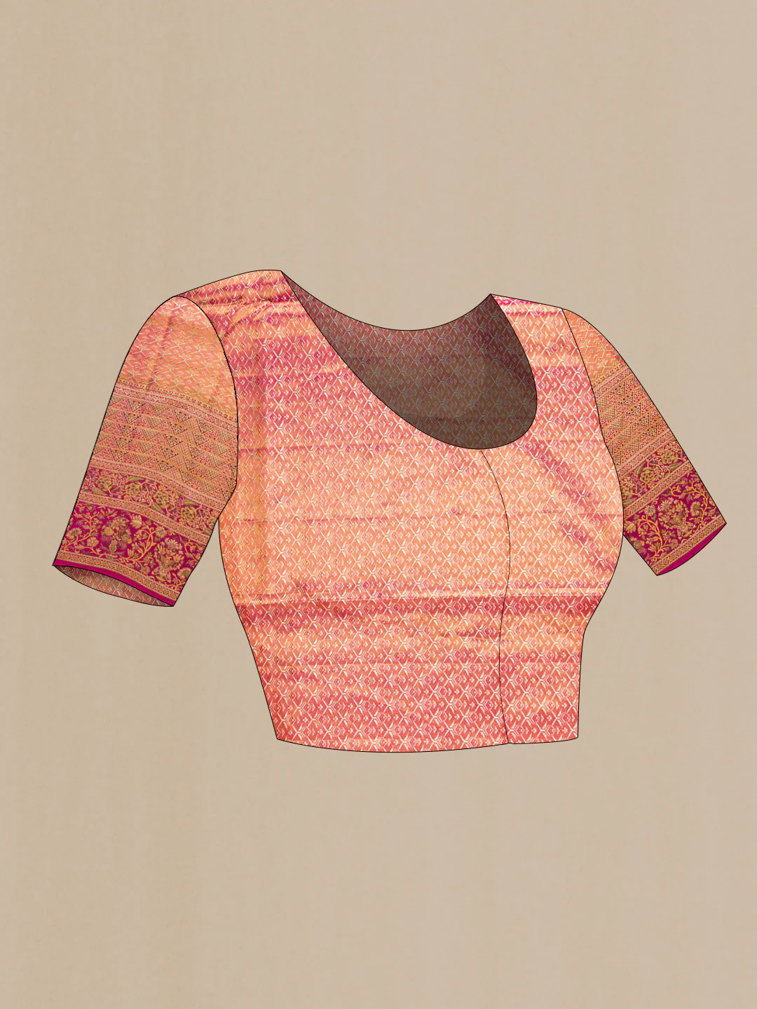 Gold Dual Tone Kanchipuram Tissue Silk Saree - Image 5