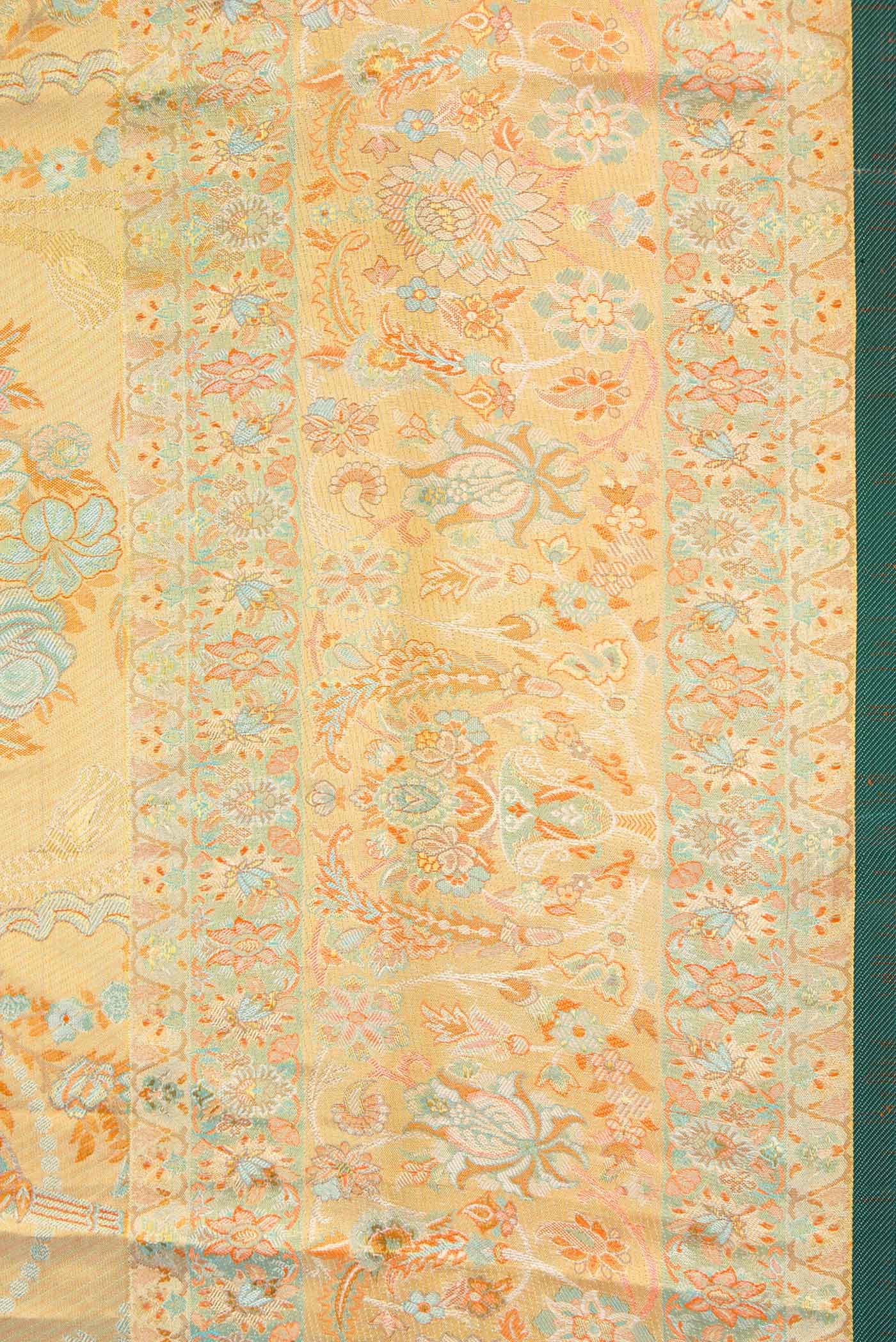Gold Dual Tone Kanchipuram Tissue Silk Saree - Image 3