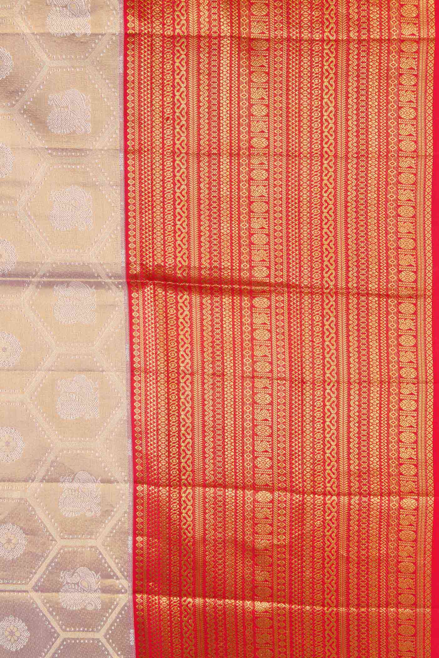 Gold Dual Tone Kanchipuram Tissue Silk Saree - Image 3