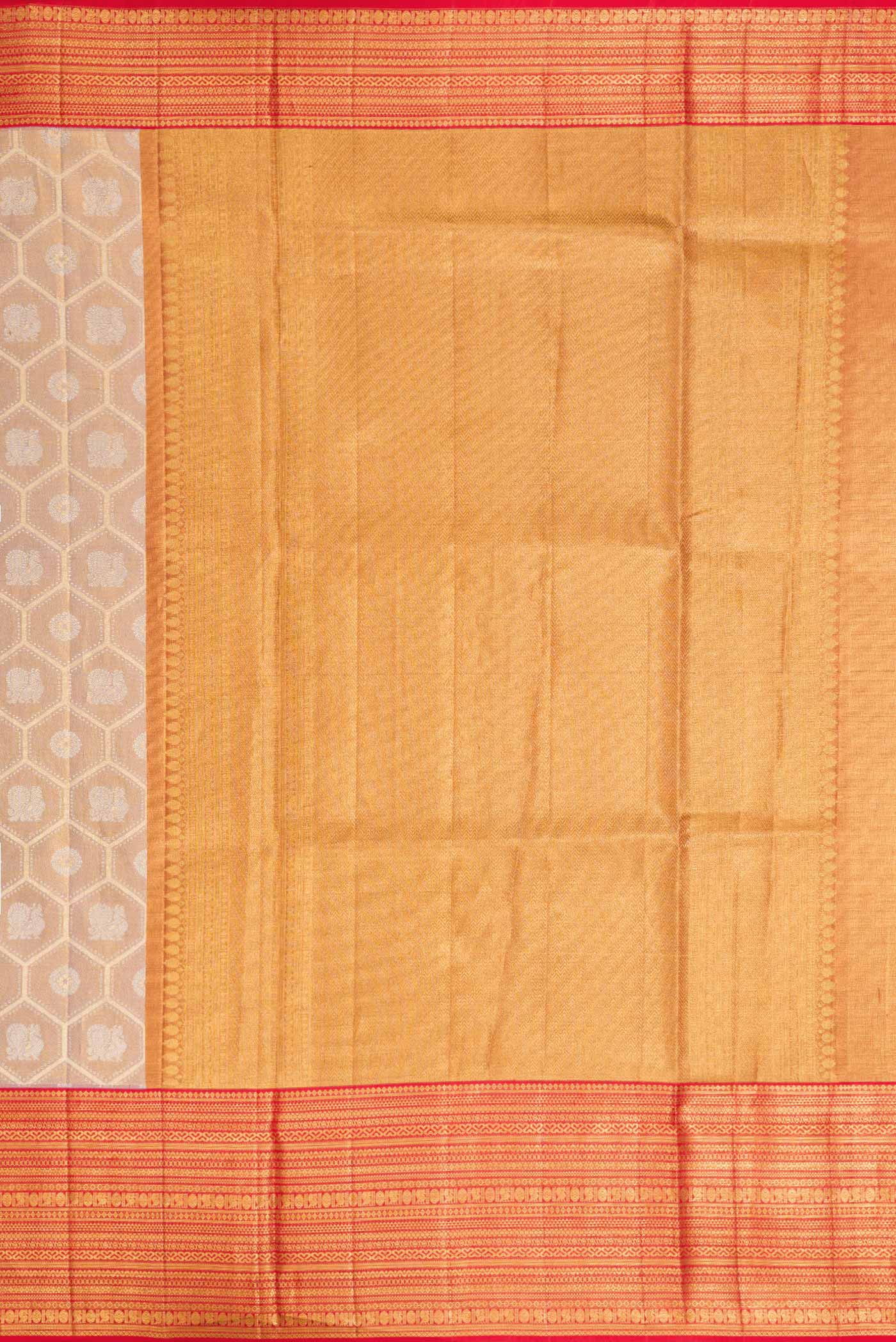 Gold Dual Tone Kanchipuram Tissue Silk Saree - Image 7