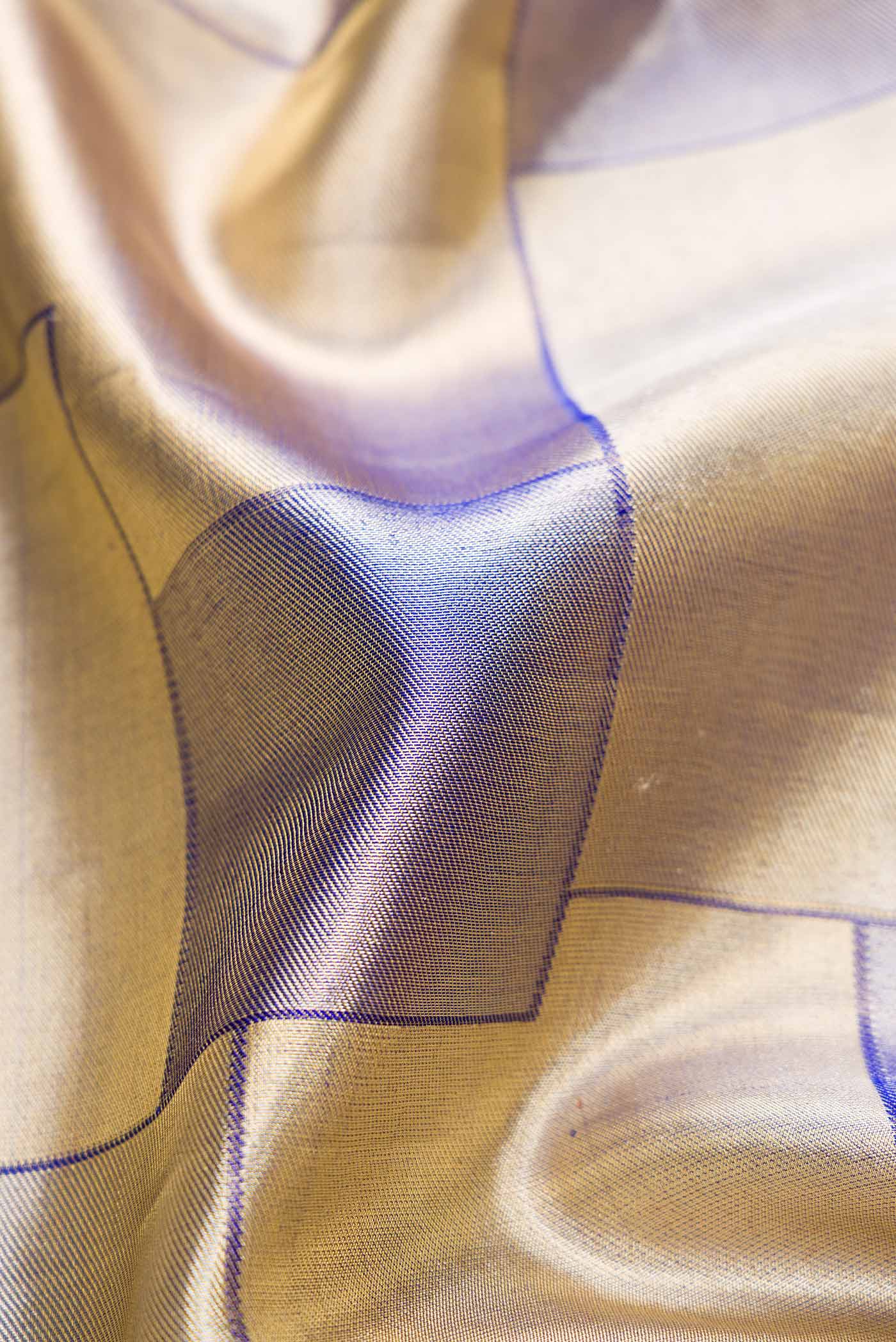 Gold Dual Tone Kanchipuram Tissue Silk Saree - Image 2