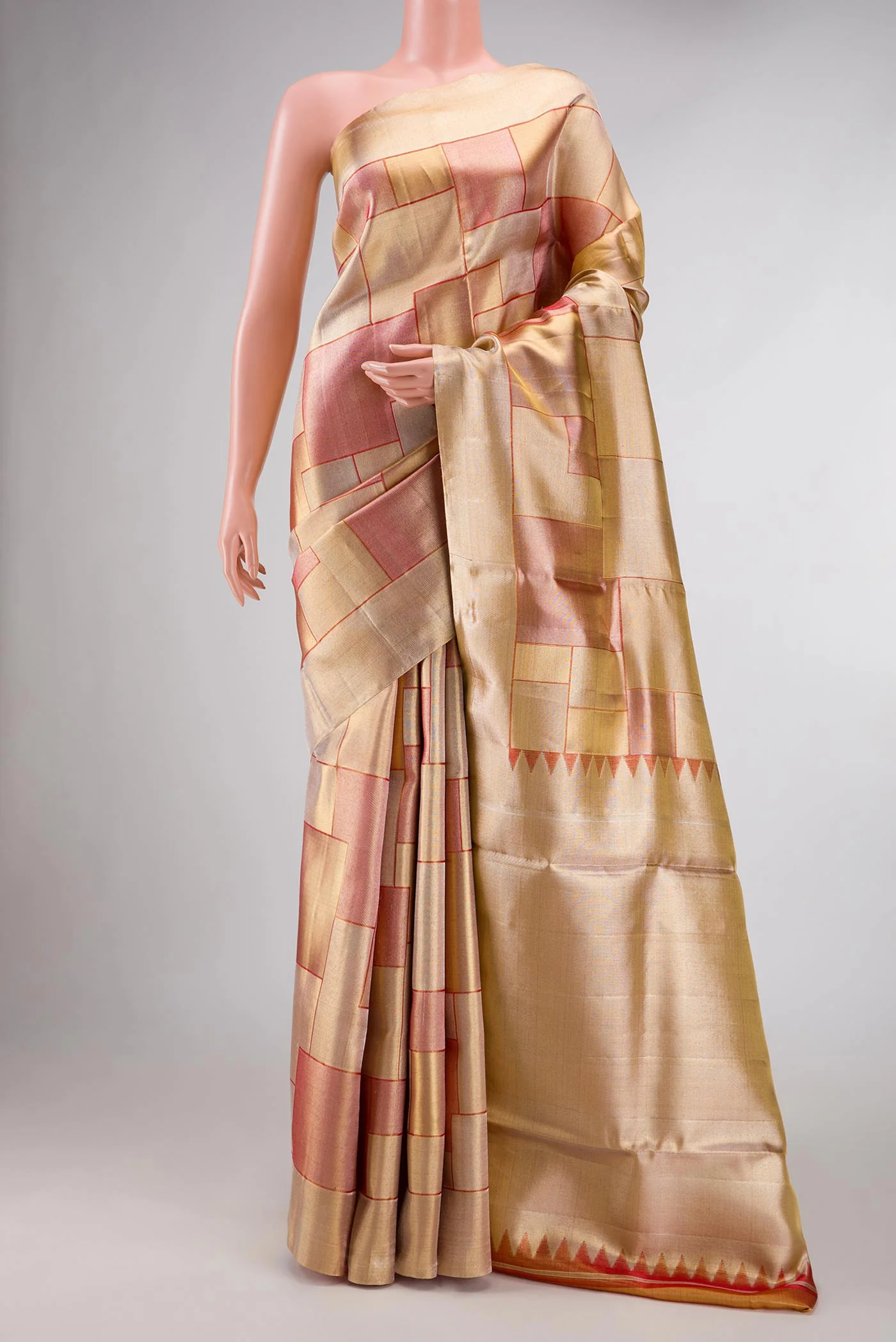Gold Dual Tone Kanchipuram Tissue Silk Saree