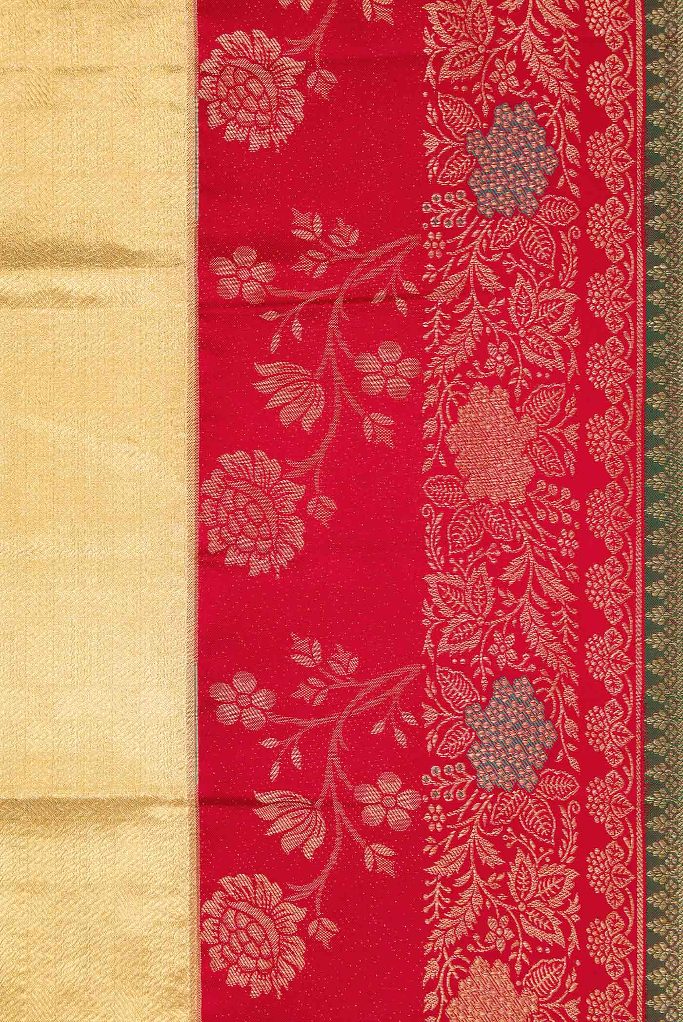 Gold Dual Tone Kanjivaram Tissue Silk Saree - Image 3