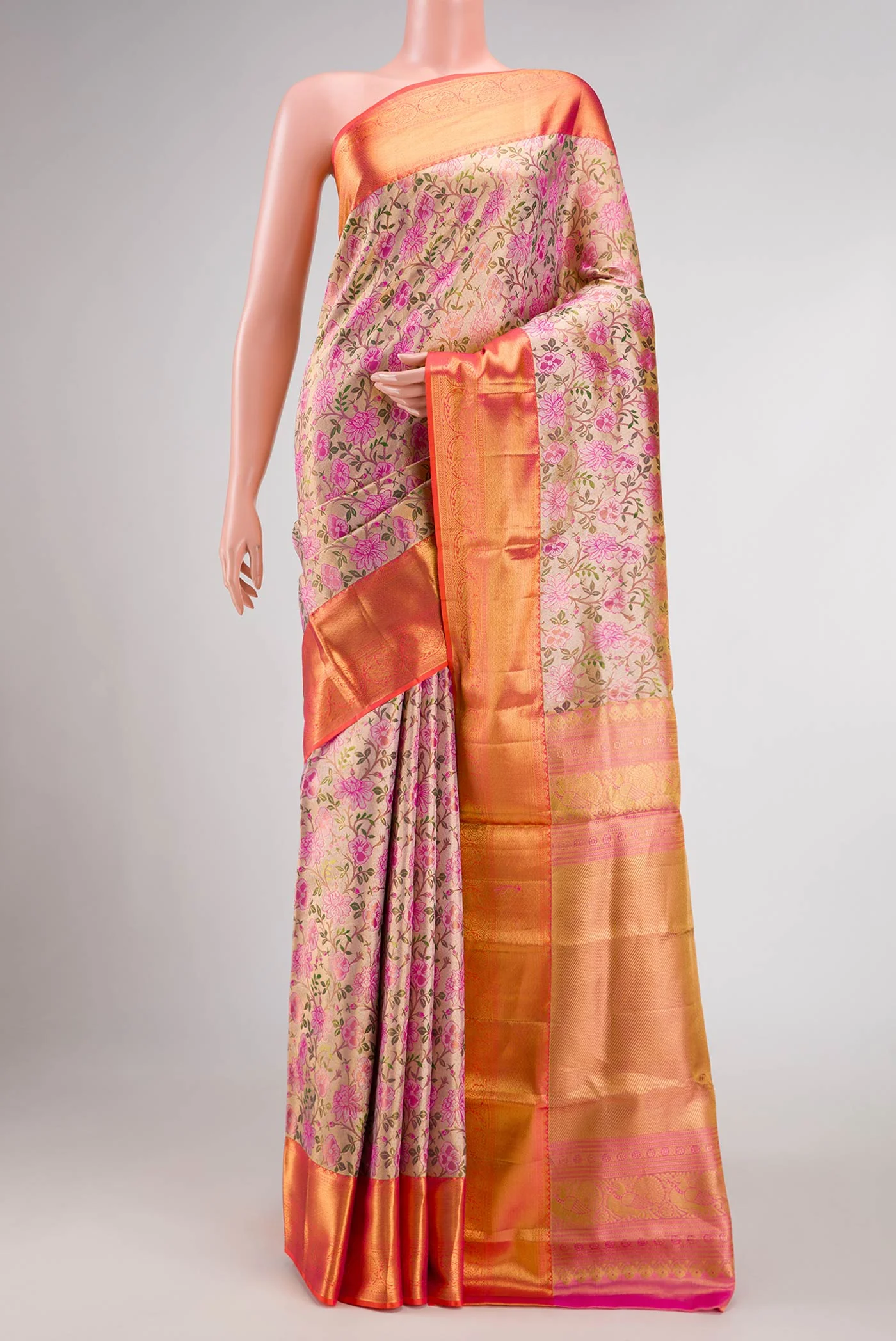 Gold Dual Tone Kanjivaram Tissue Silk Saree