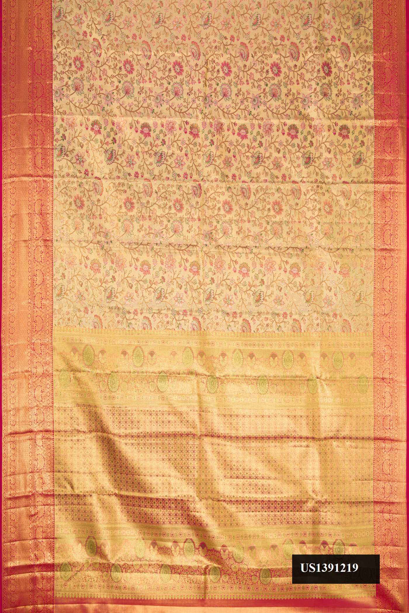 Gold Dual Tone Kanchipuram Tissue Silk Saree