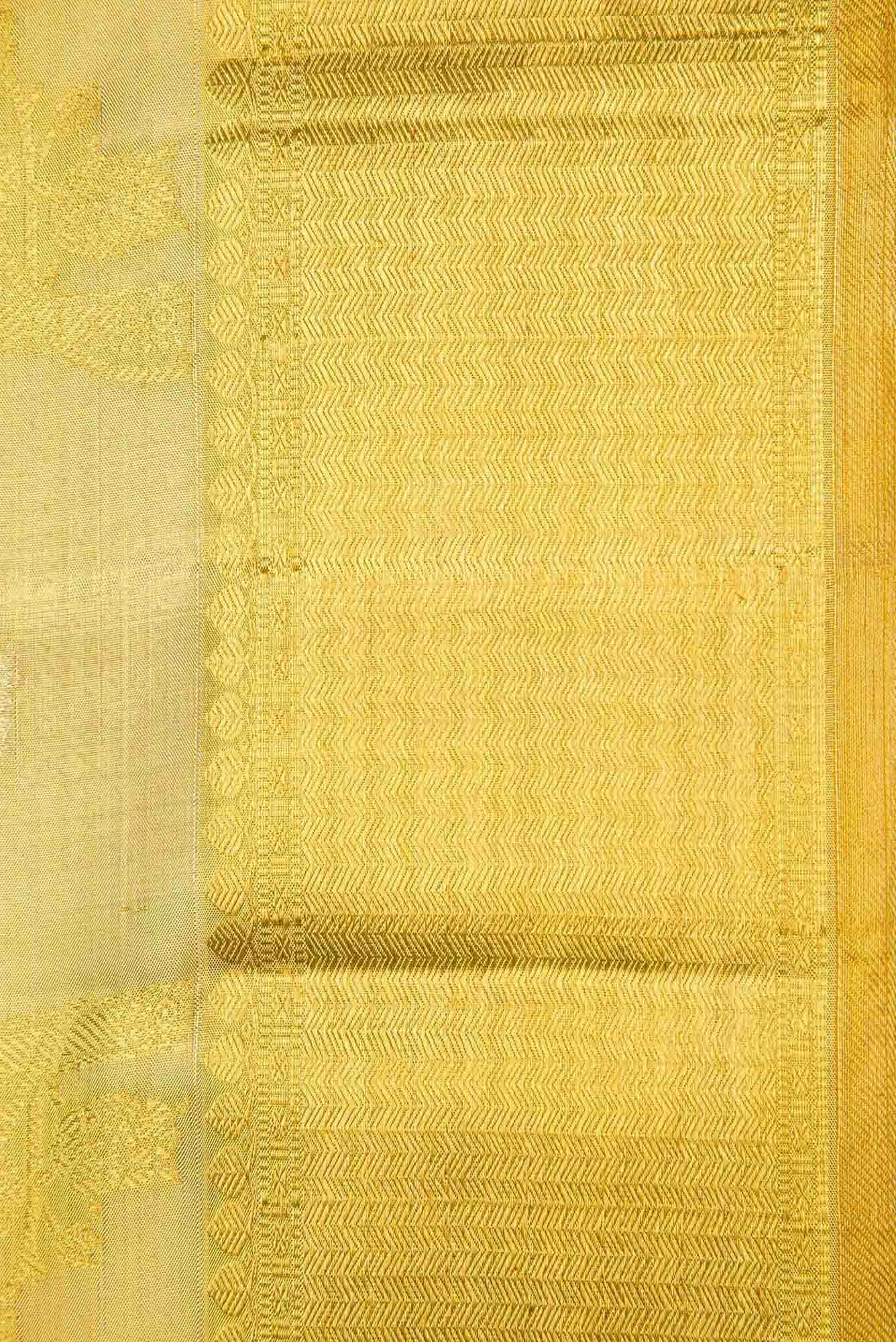 Pure Silk Pure Zari Gold Dual Tone Kanjivaram Tissue Saree - Image 5