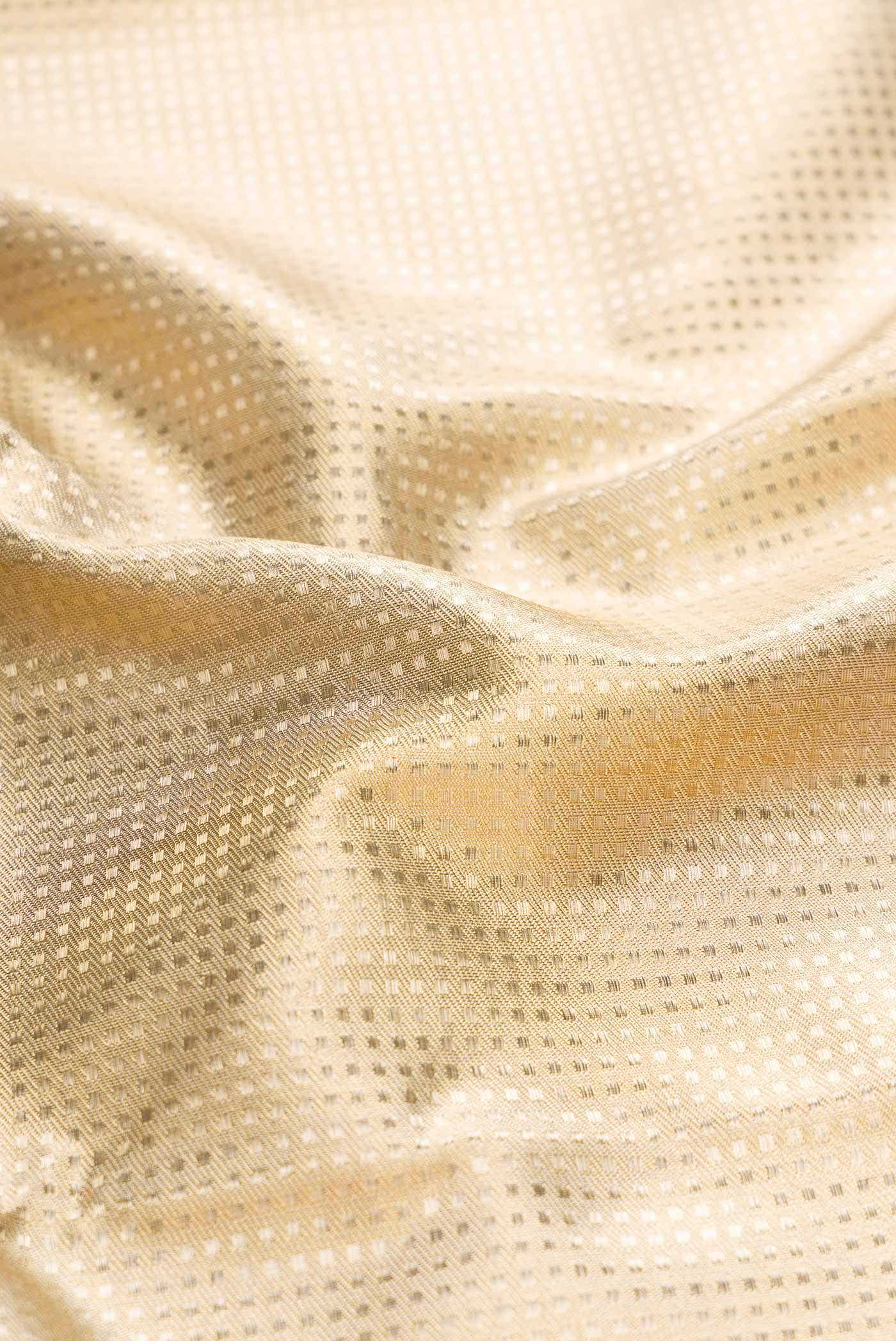 Pure Silk Pure Zari Gold Dual Tone Kanjivaram Tissue Saree - Image 3