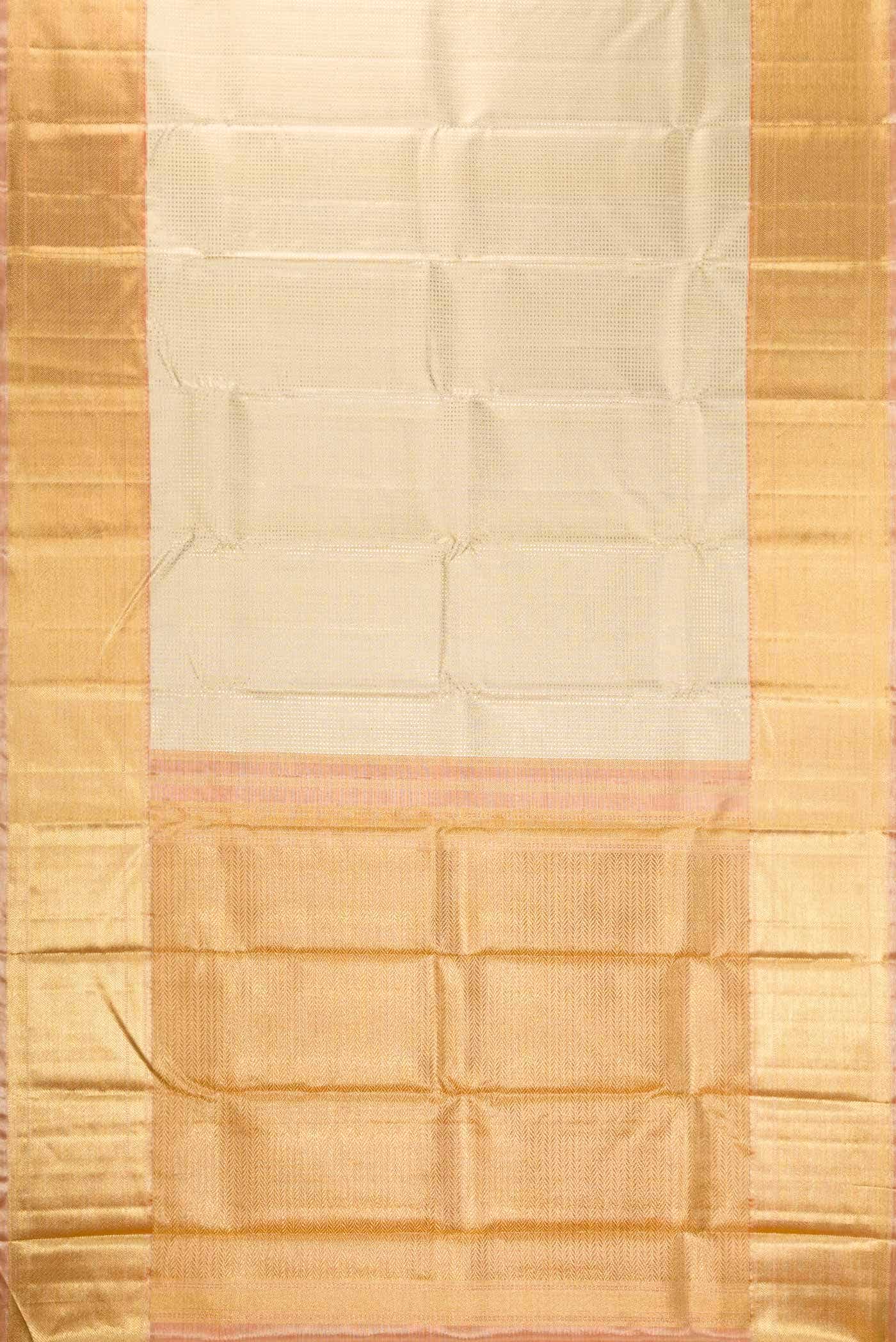 Pure Silk Pure Zari Gold Dual Tone Kanjivaram Tissue Saree - Image 4