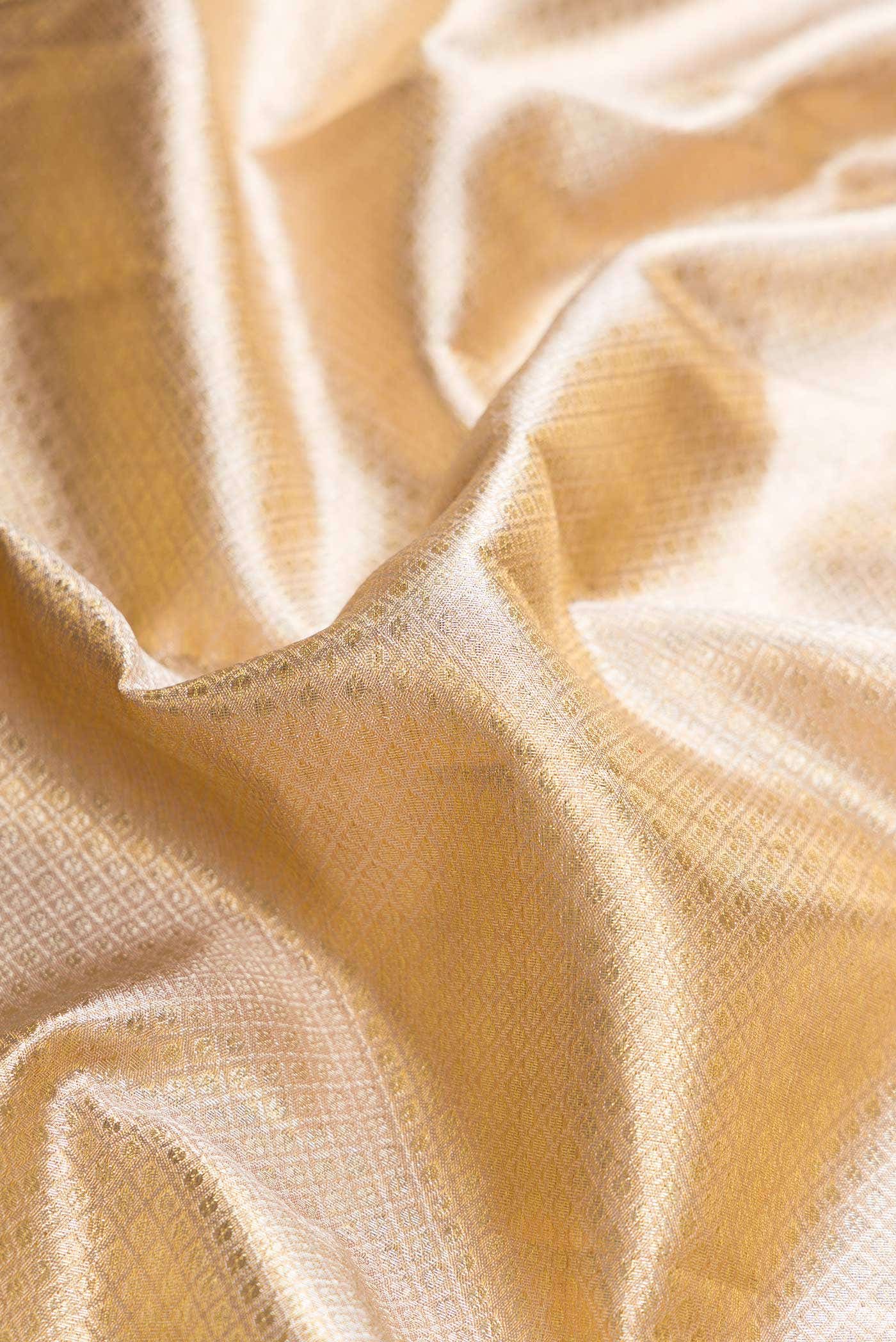 Gold Dual Tone Kanchipuram Tissue Silk Saree - Image 3