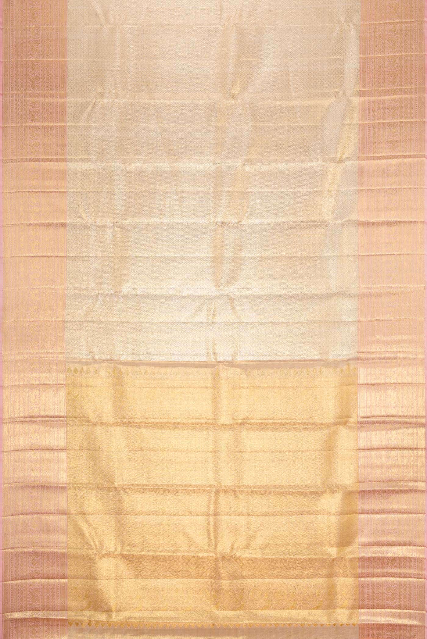 Gold Dual Tone Kanchipuram Tissue Silk Saree - Image 4