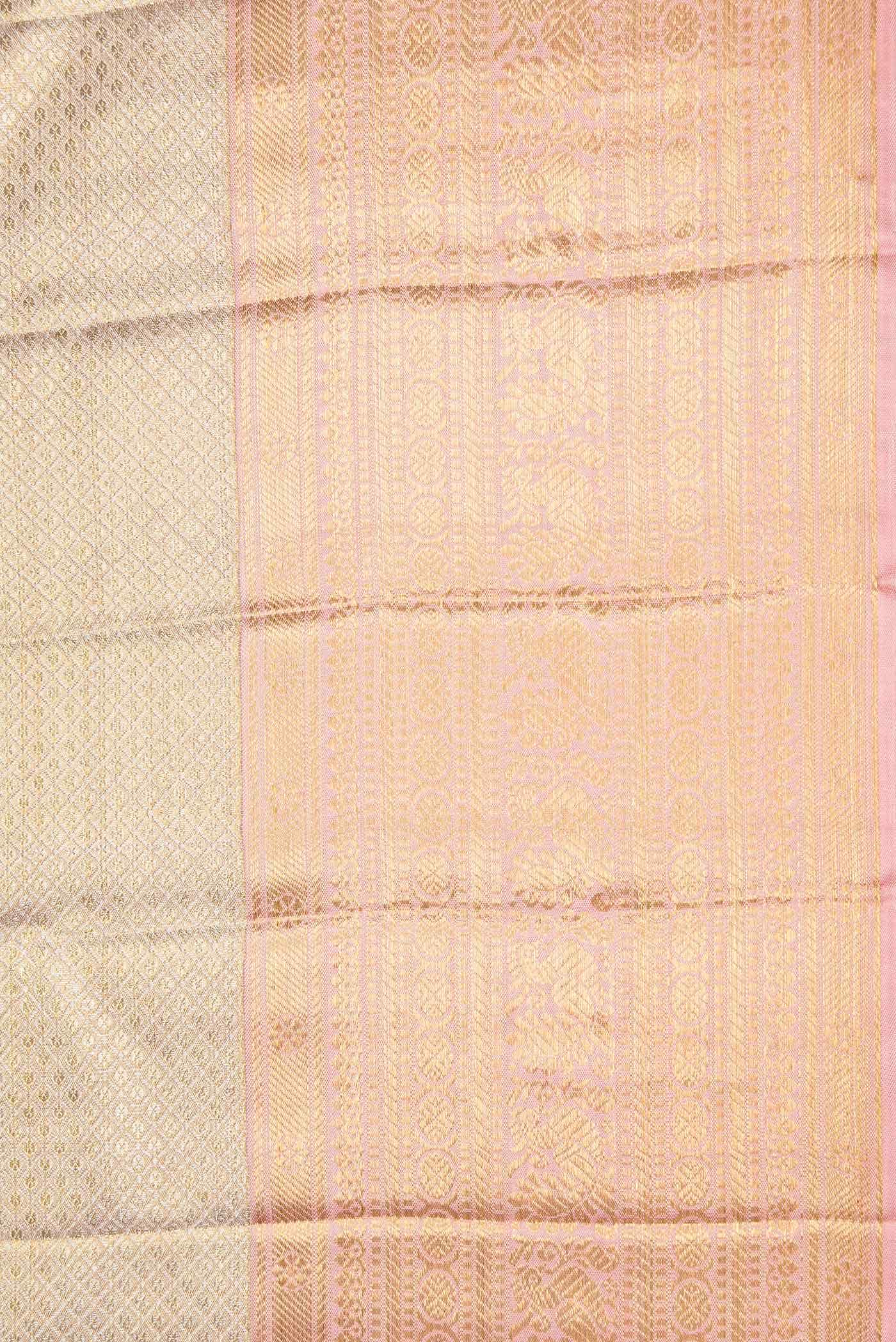 Gold Dual Tone Kanchipuram Tissue Silk Saree - Image 6