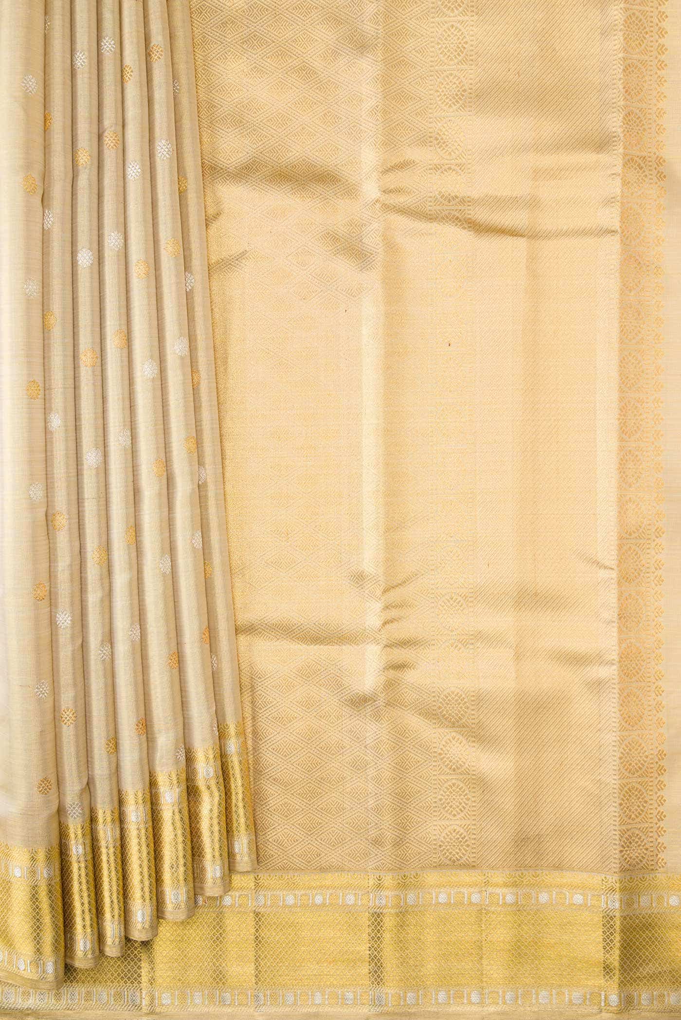 Gold Dual Tone Kanjivaram Tissue Silk Saree - Image 2