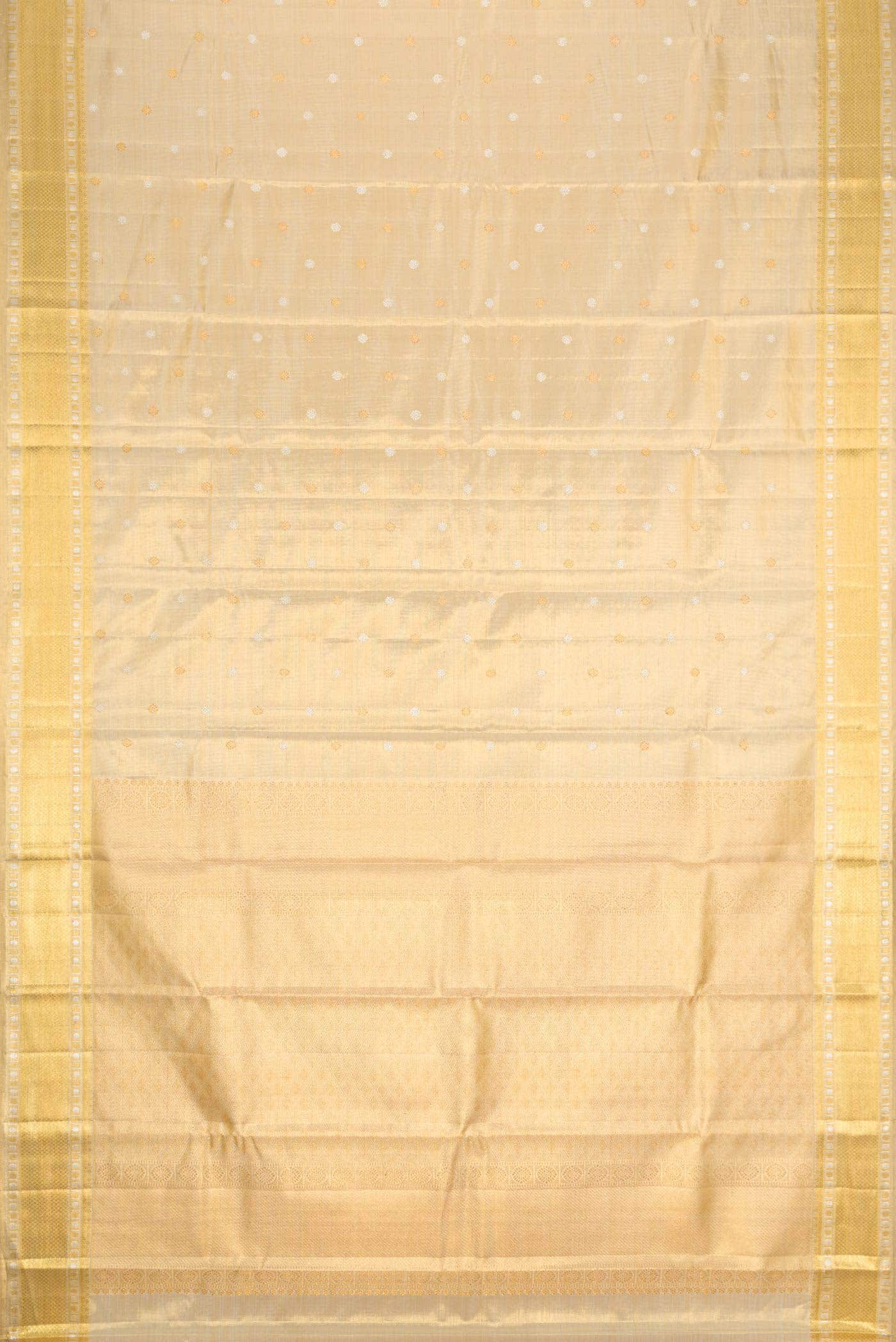 Gold Dual Tone Kanjivaram Tissue Silk Saree - Image 4