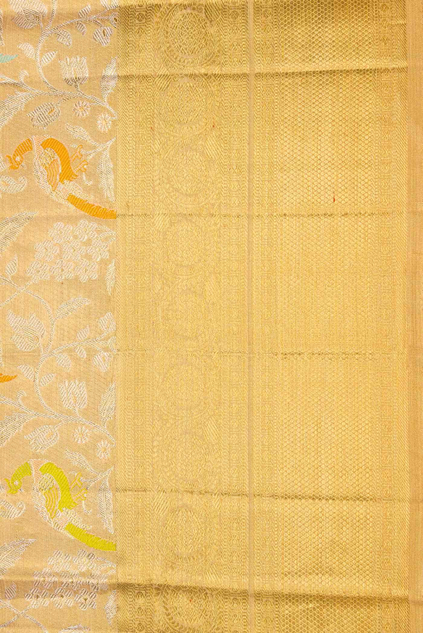 Gold Dual Tone Kanjivaram Tissue Silk Saree - Image 6