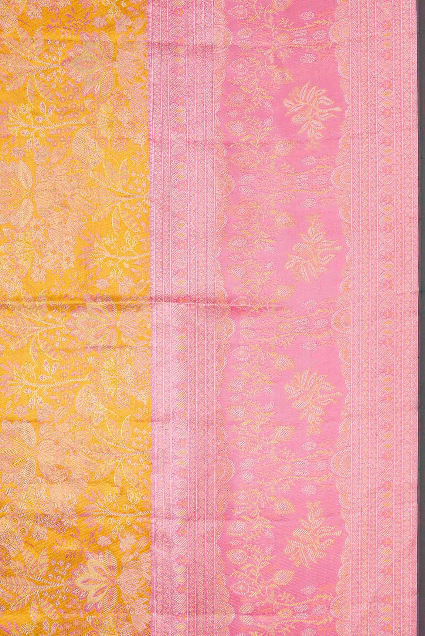 Yellow Kanjivaram Tissue Silk Saree - Image 3