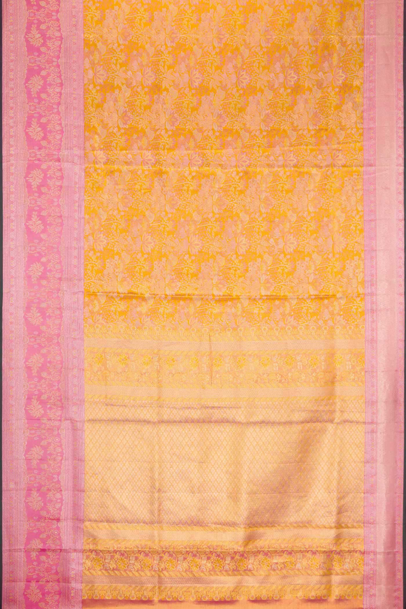 Yellow Kanjivaram Tissue Silk Saree - Image 6