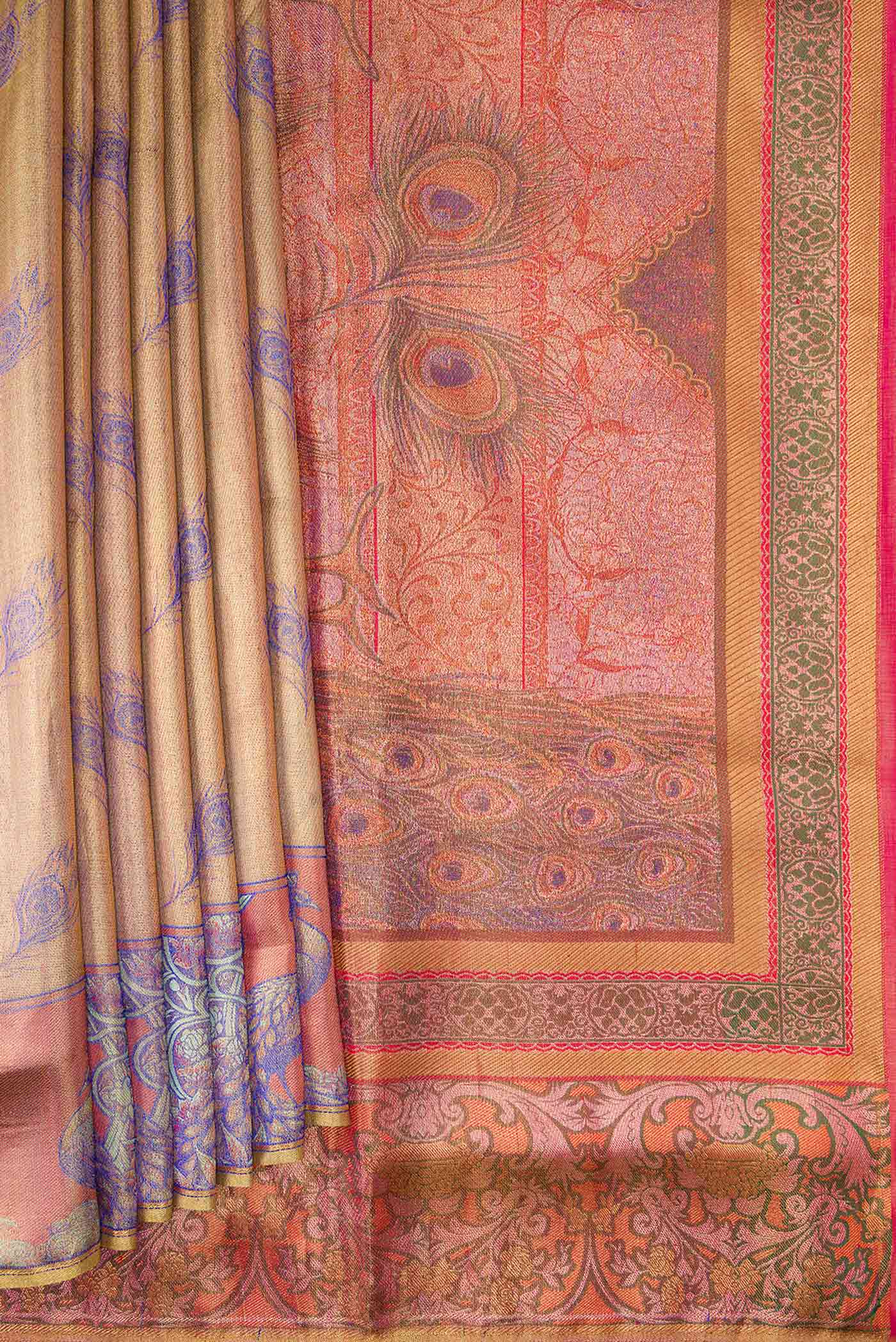 Gold Kanjivaram Tissue Silk Saree - Image 4