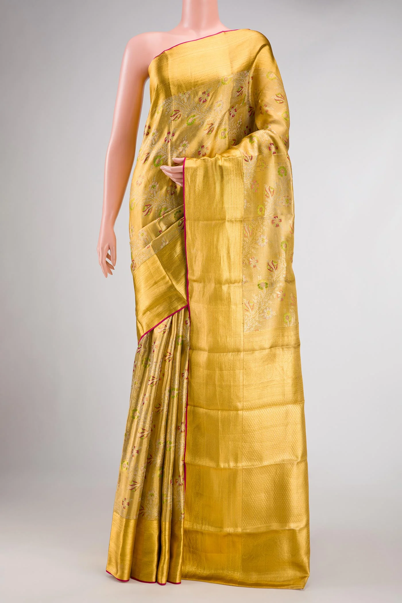 Gold Dual Tone Kanjivaram Tissue Silk Saree