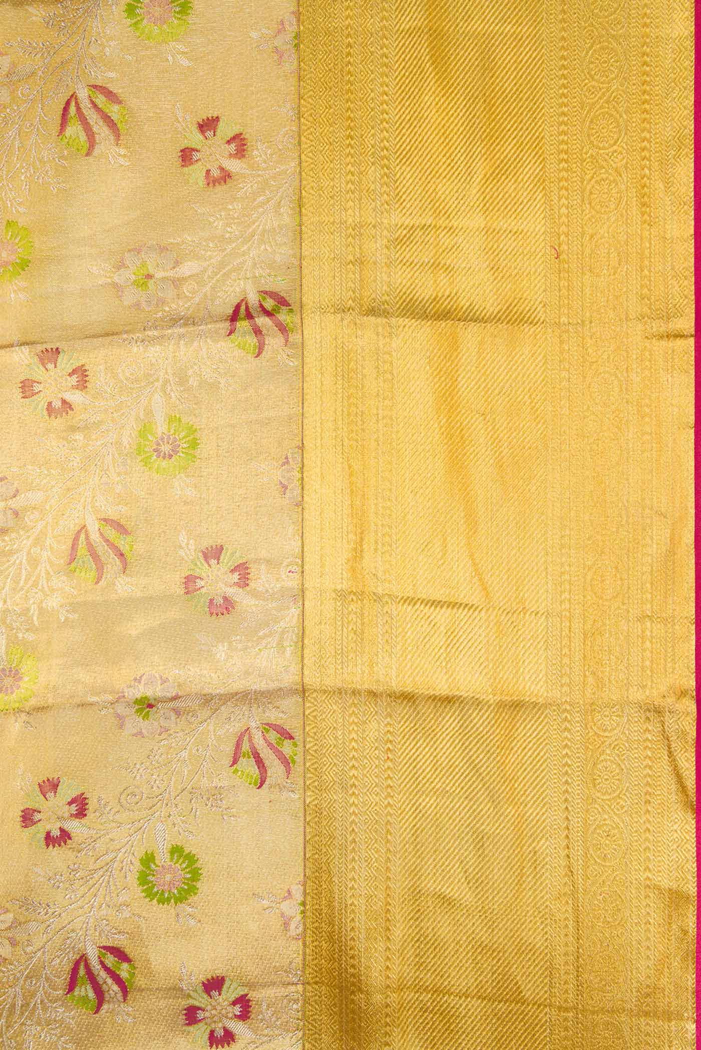 Gold Dual Tone Kanjivaram Tissue Silk Saree - Image 3