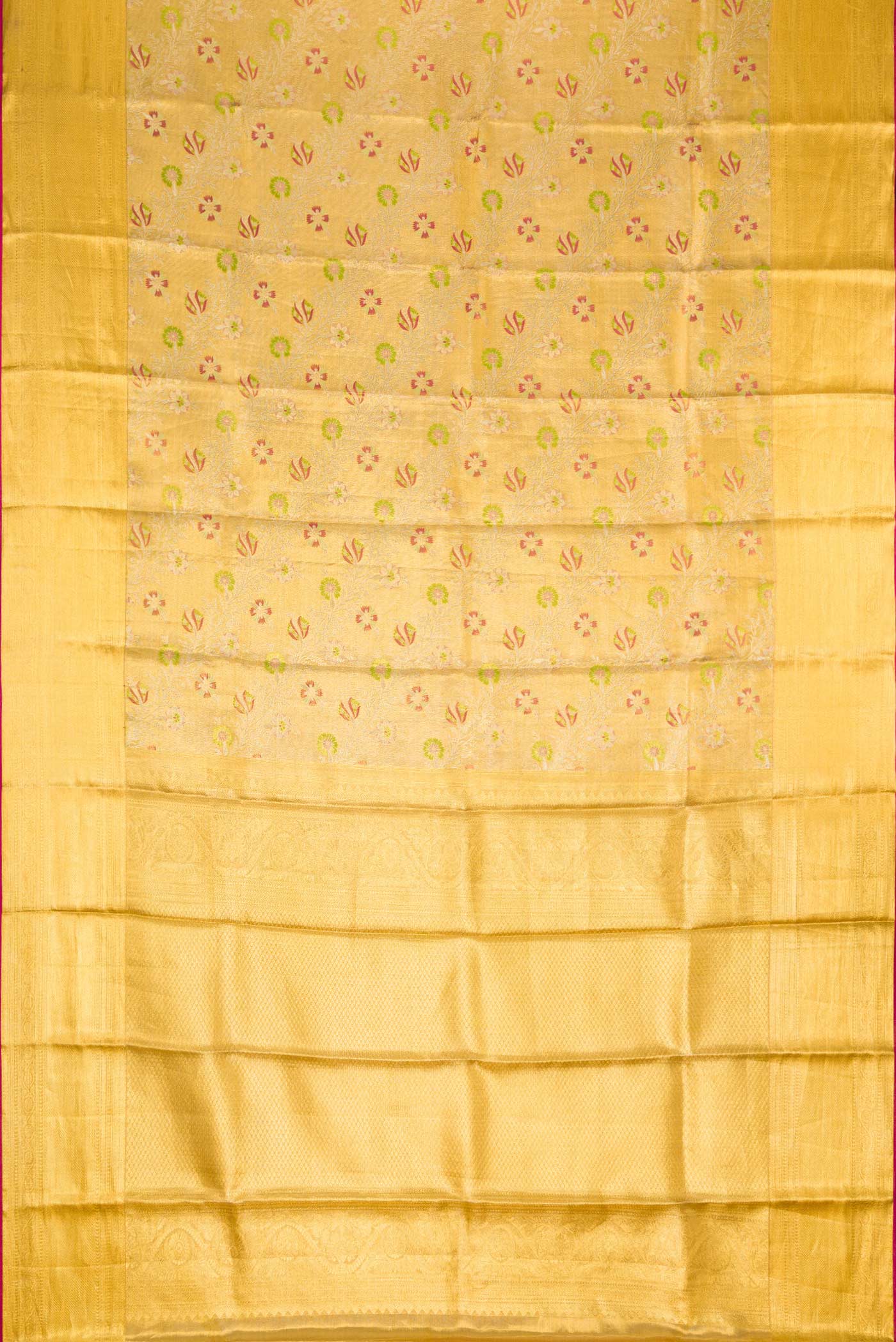 Gold Dual Tone Kanjivaram Tissue Silk Saree - Image 6