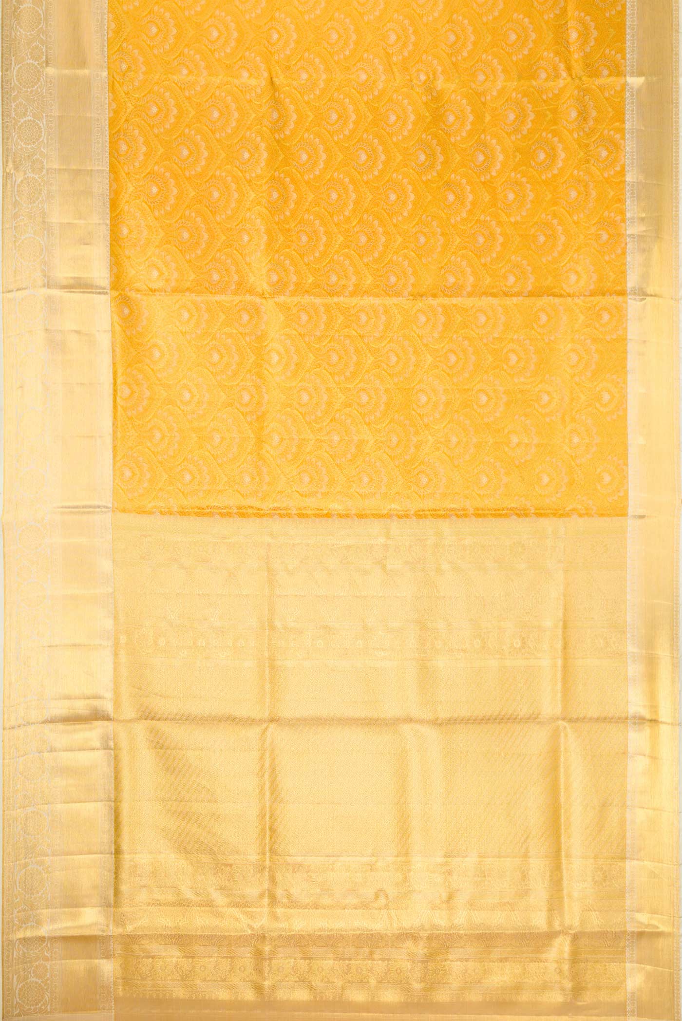 Yellow Dual Tone Kanjivaram Tissue Silk Saree - Image 6