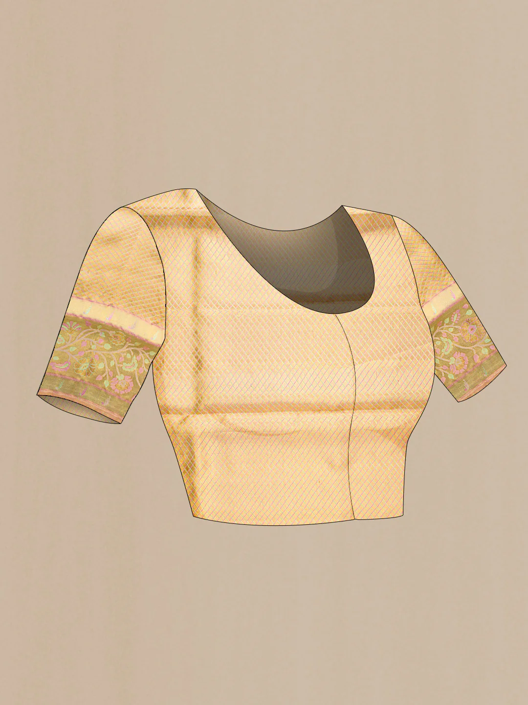 Gold Dual Tone Kanjivaram Tissue Silk Saree - Image 5