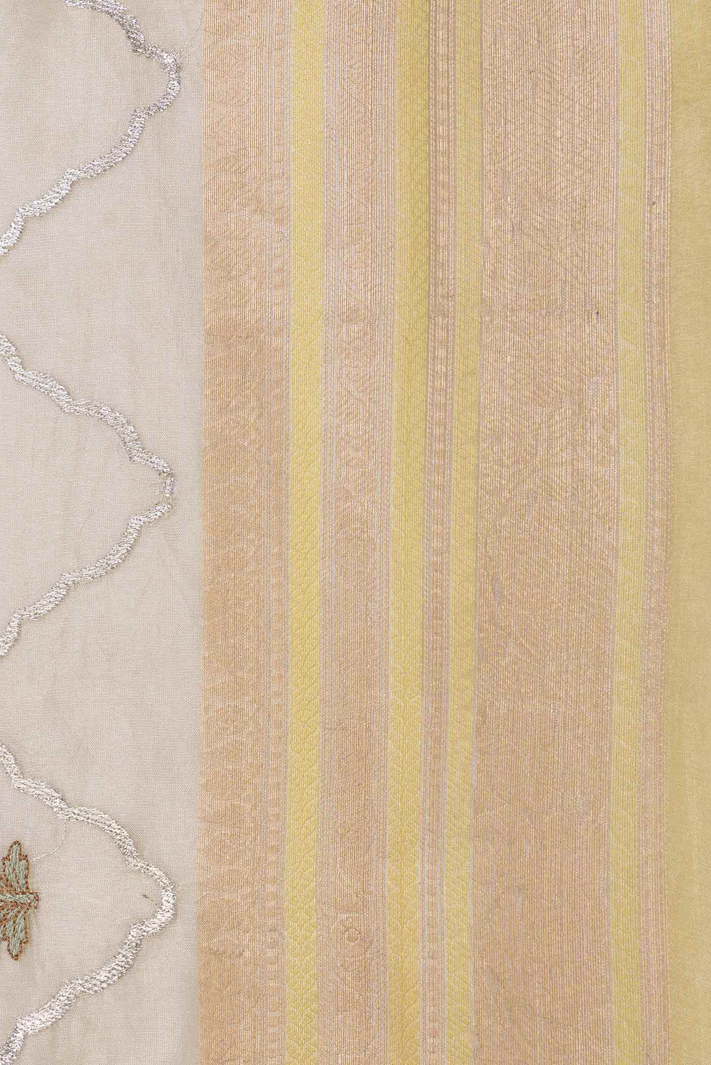 Gold Dual Tone Organza Silk Saree - Image 3