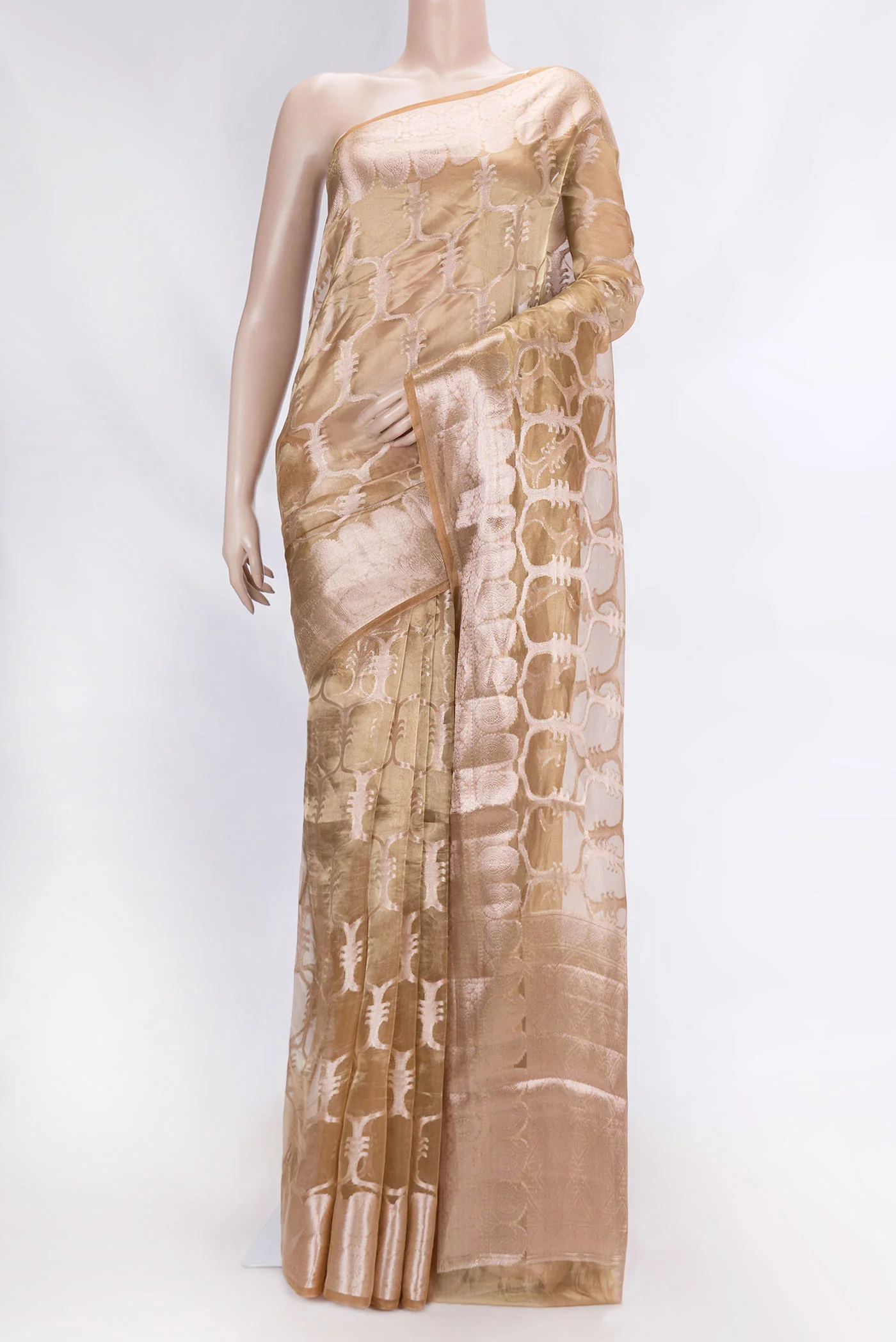Gold Dual Tone Organza Silk Saree