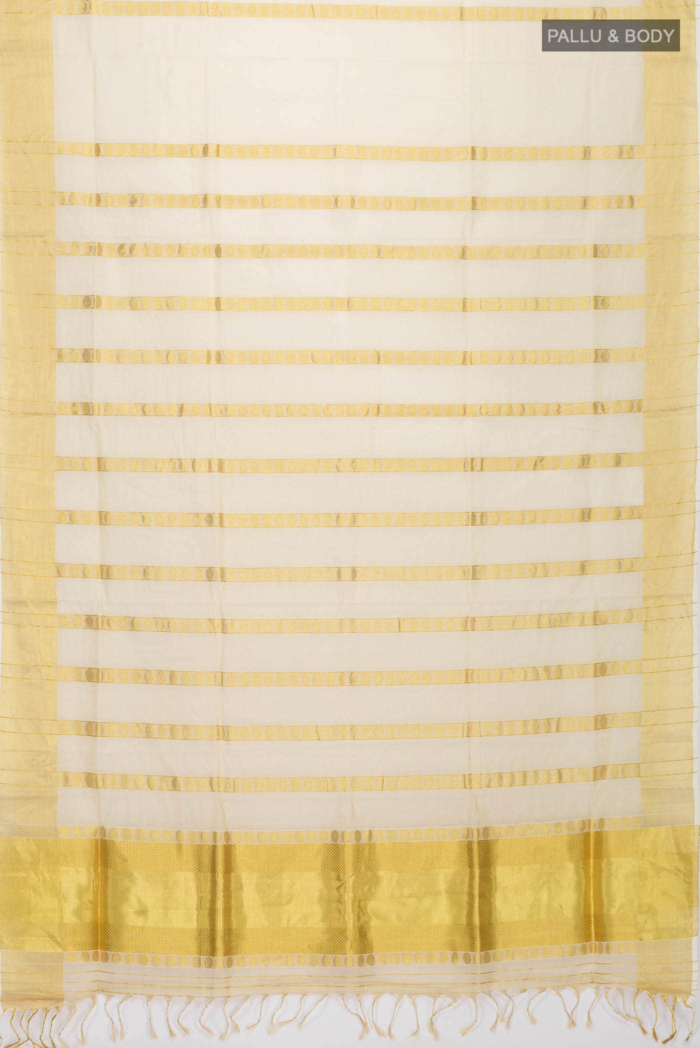 Gold Kerala Cotton - Kasava Saree - Image 3