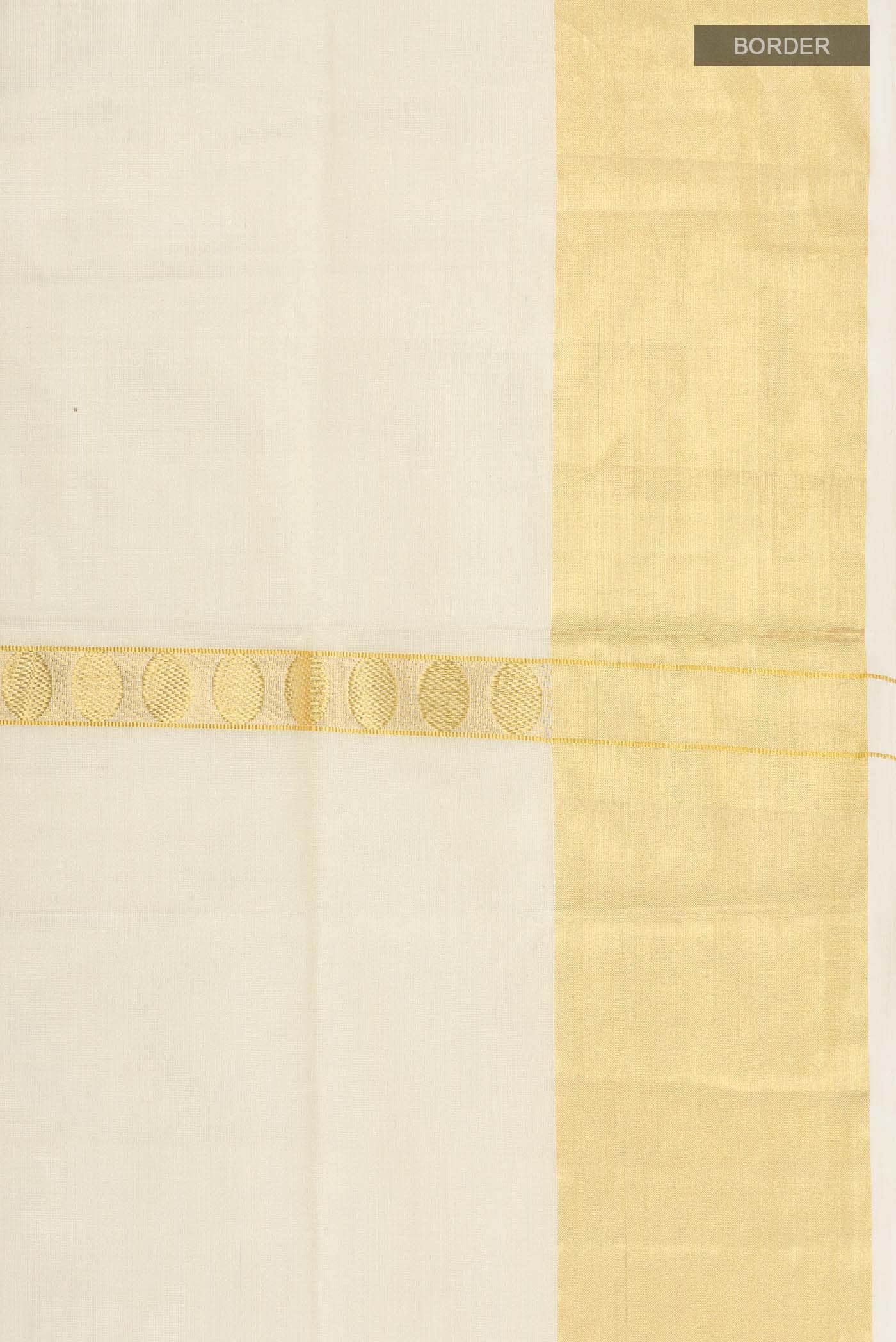 Gold Kerala Cotton - Kasava Saree - Image 4