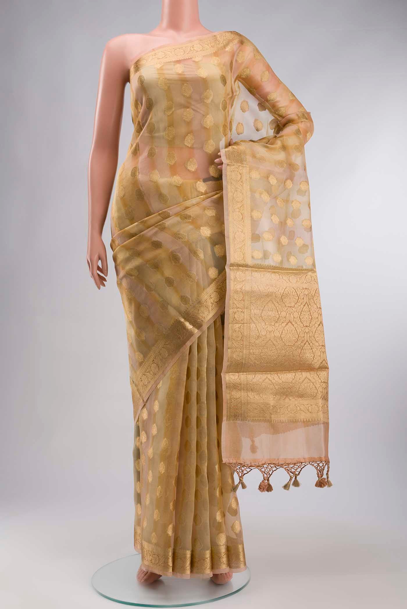 Gold Organza Silk Saree