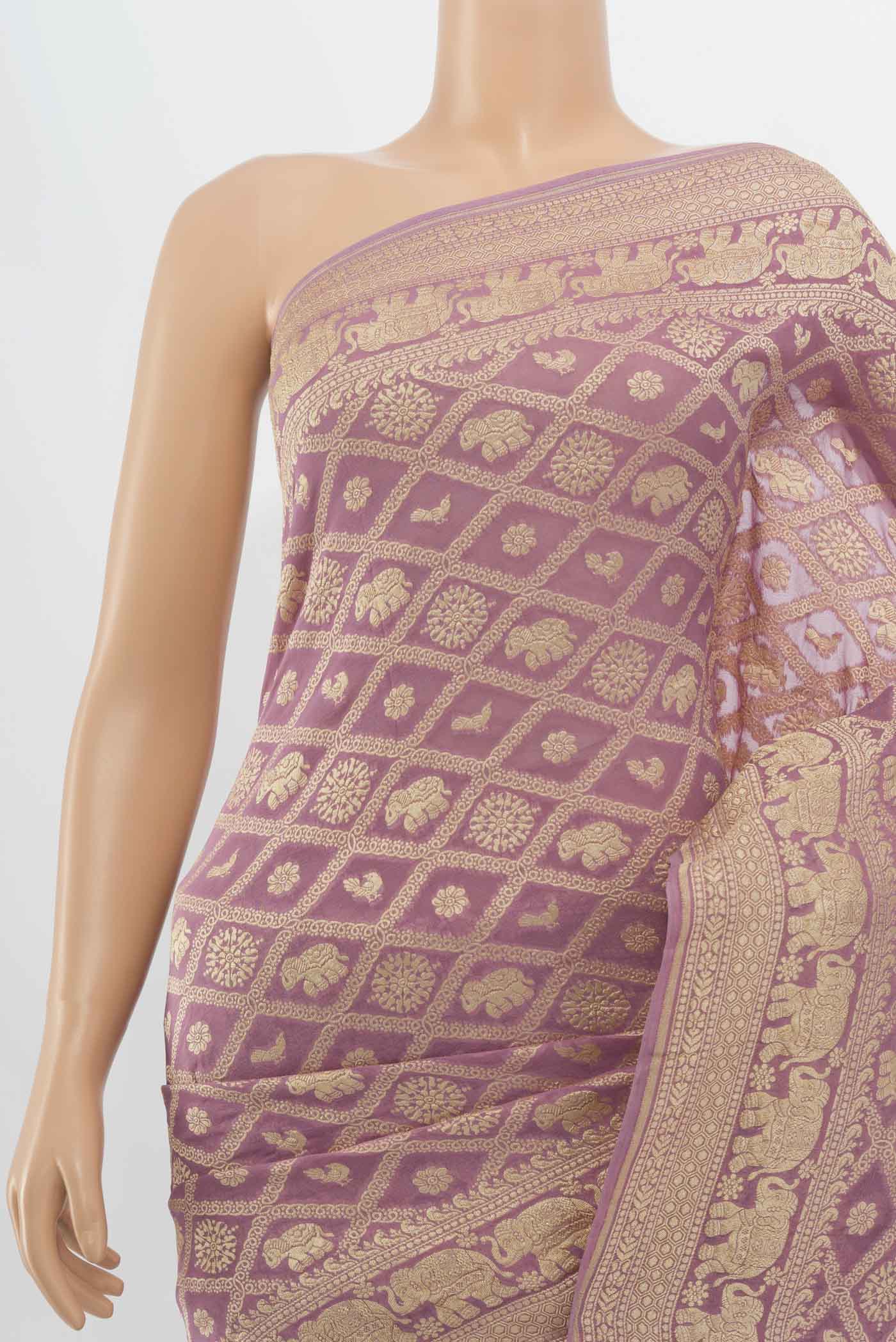 Lavender Banarasi Georgette Saree - Image 2