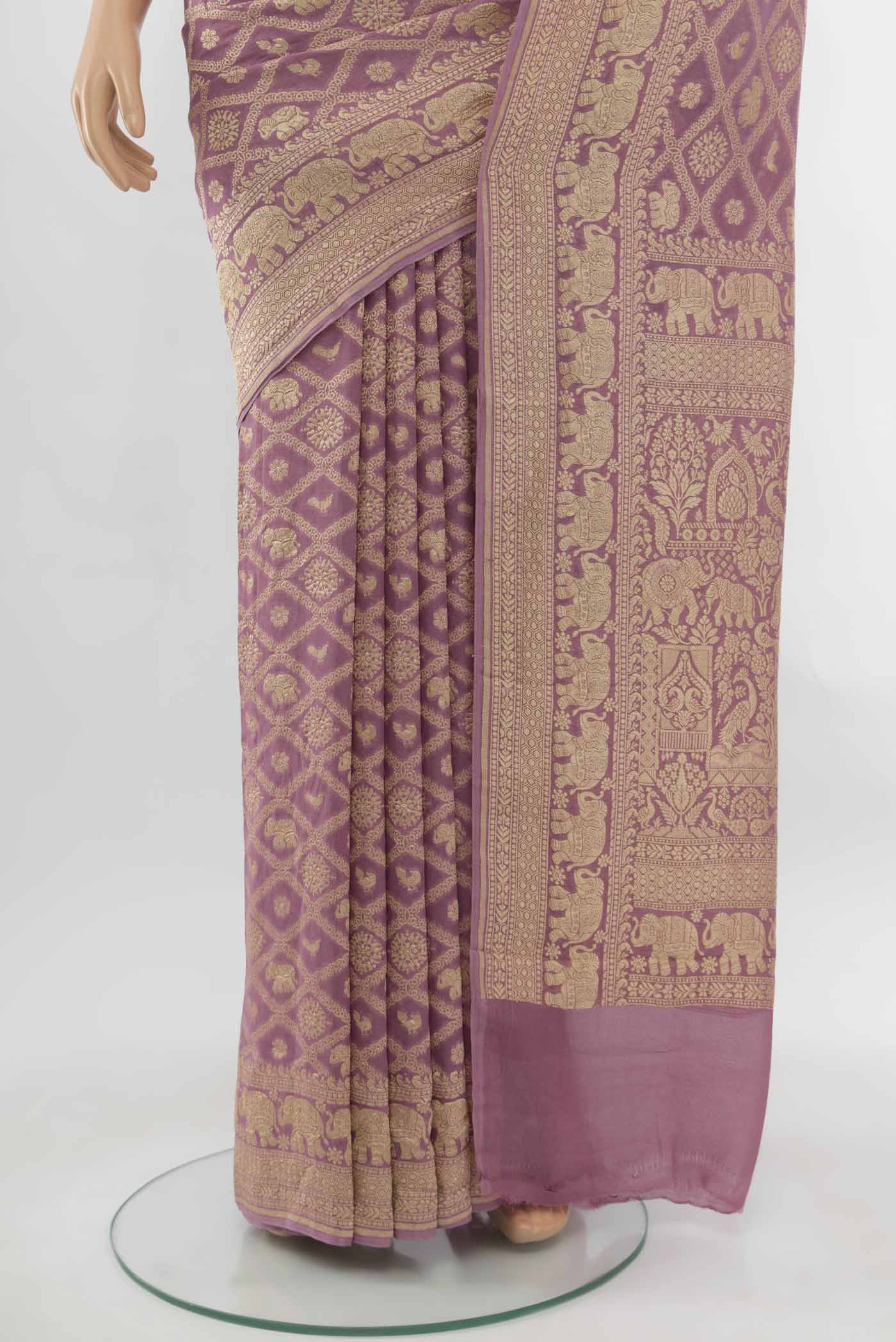Lavender Banarasi Georgette Saree - Image 3