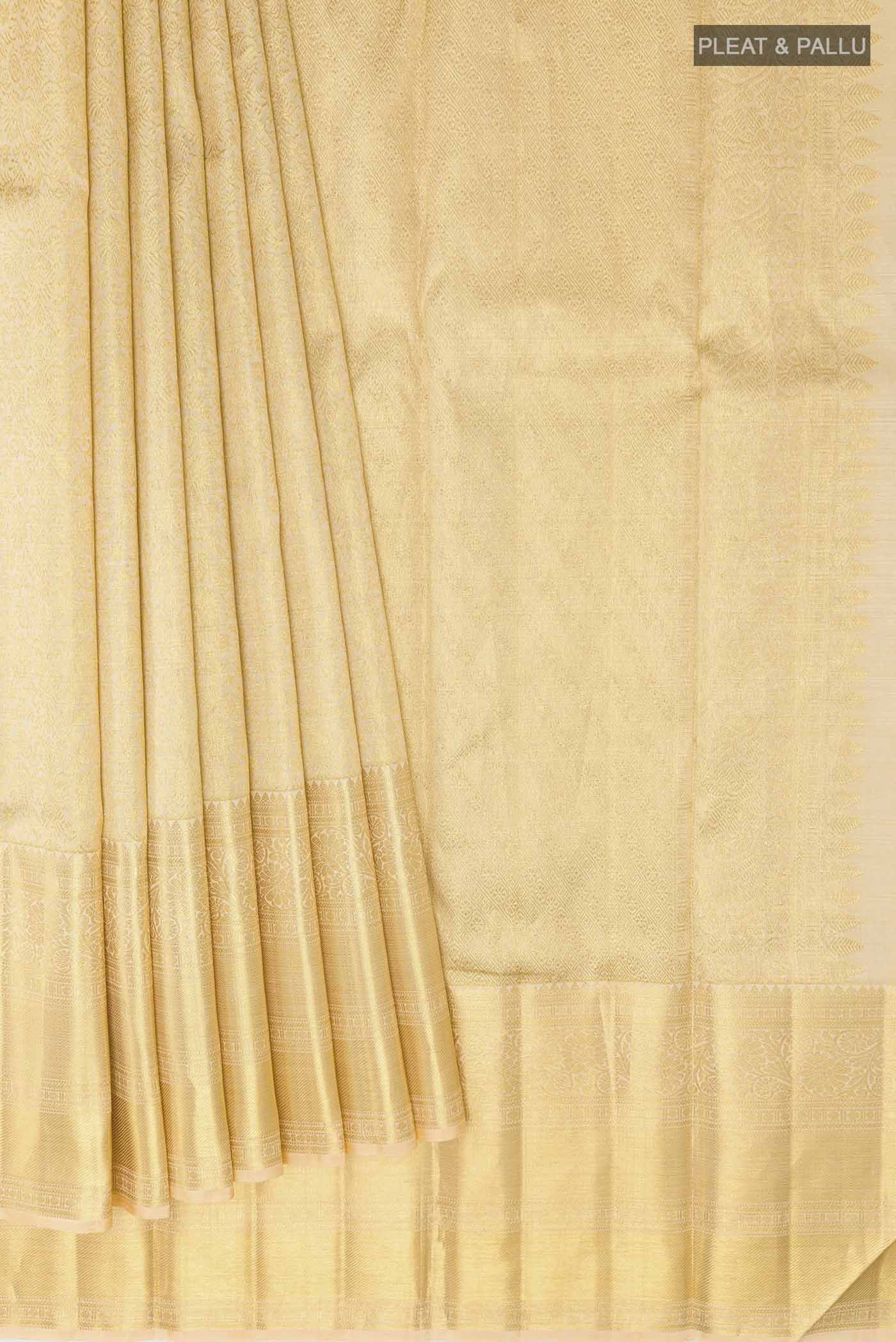 Golden Kanchipuram Silk Saree - Image 4