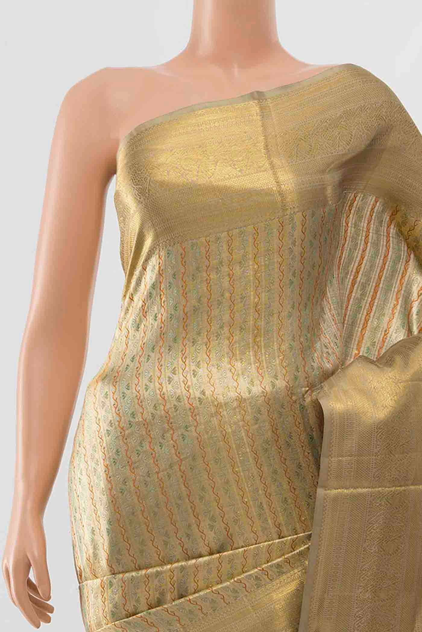 Golden Kanjivaram Silk Saree - Image 2