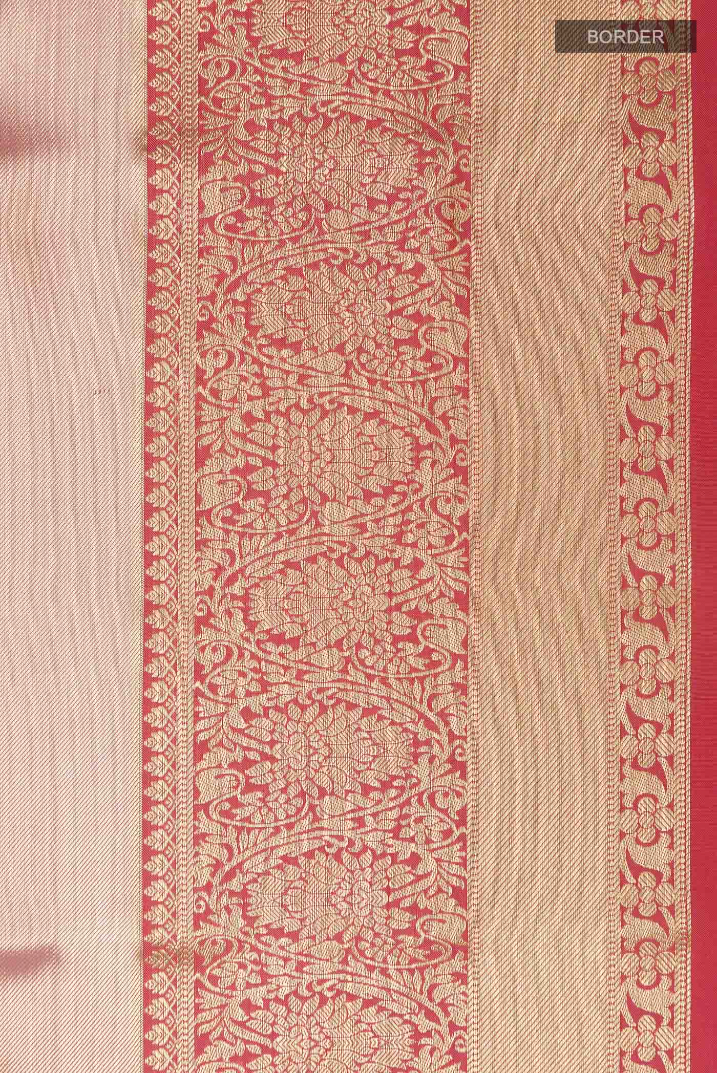 Pink with Gold Color Kanchipuram Tissue Silk Saree - Image 3