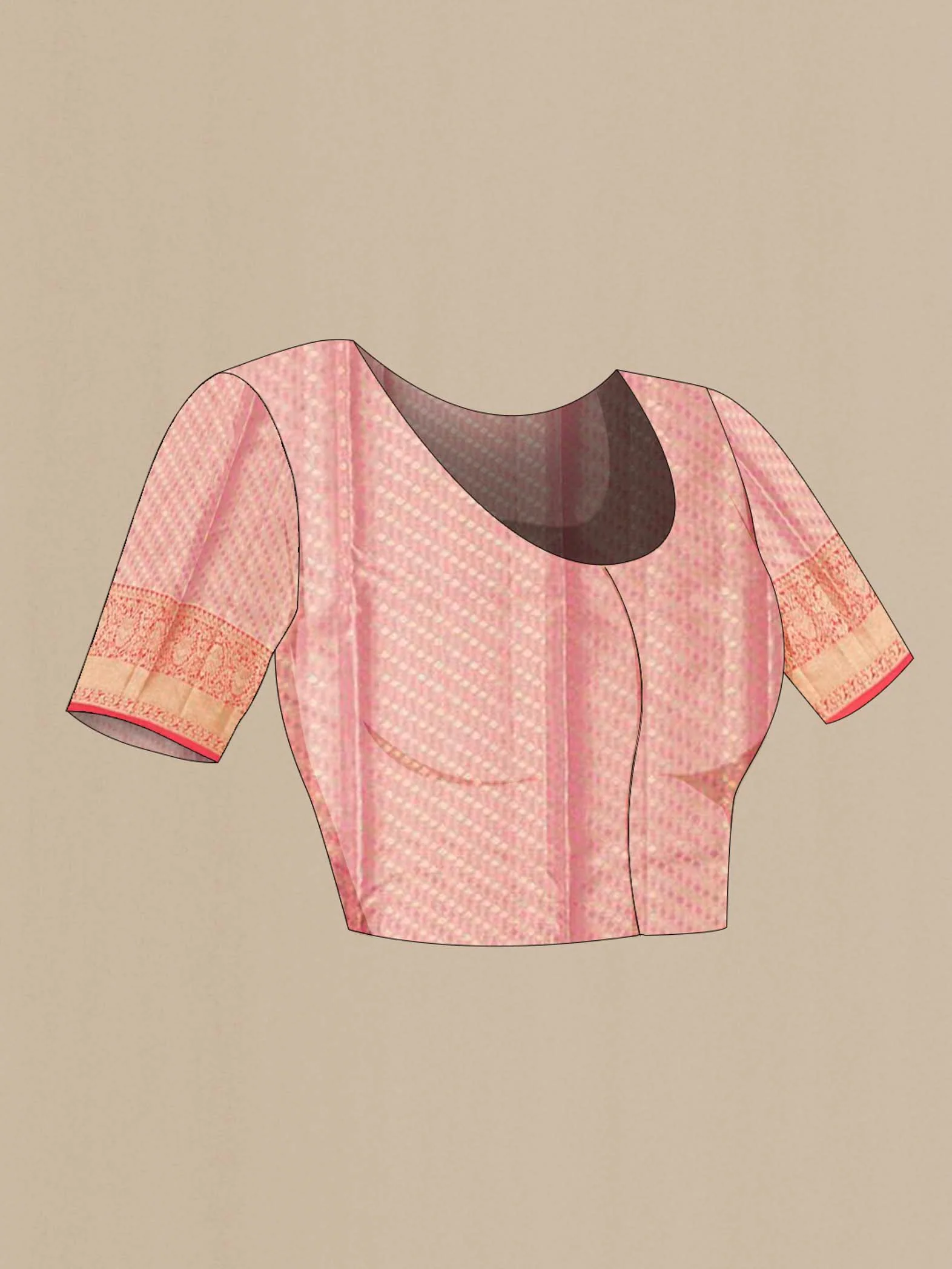 Pink with Gold Color Kanchipuram Tissue Silk Saree - Image 5