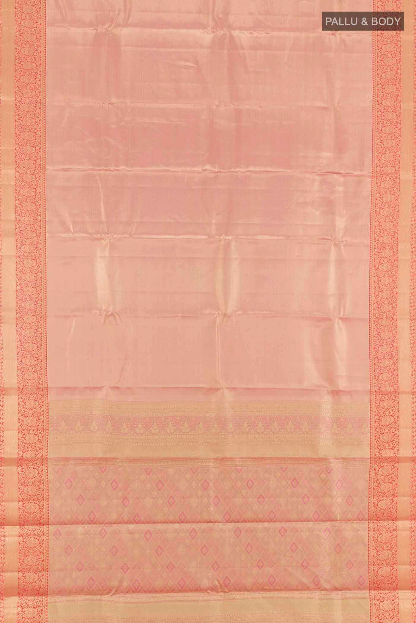 Pink with Gold Color Kanchipuram Tissue Silk Saree - Image 6
