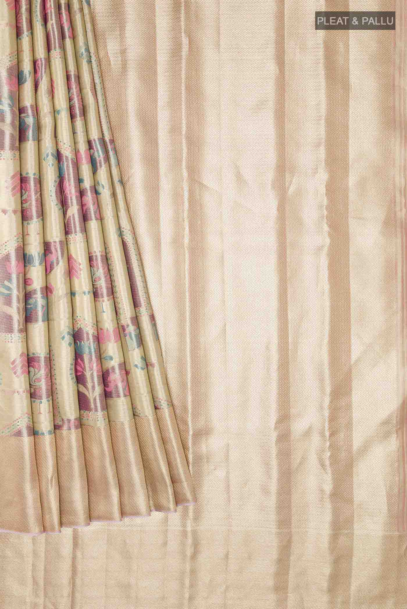 Golden Kanchipuram Tissue Silk Saree - Image 4