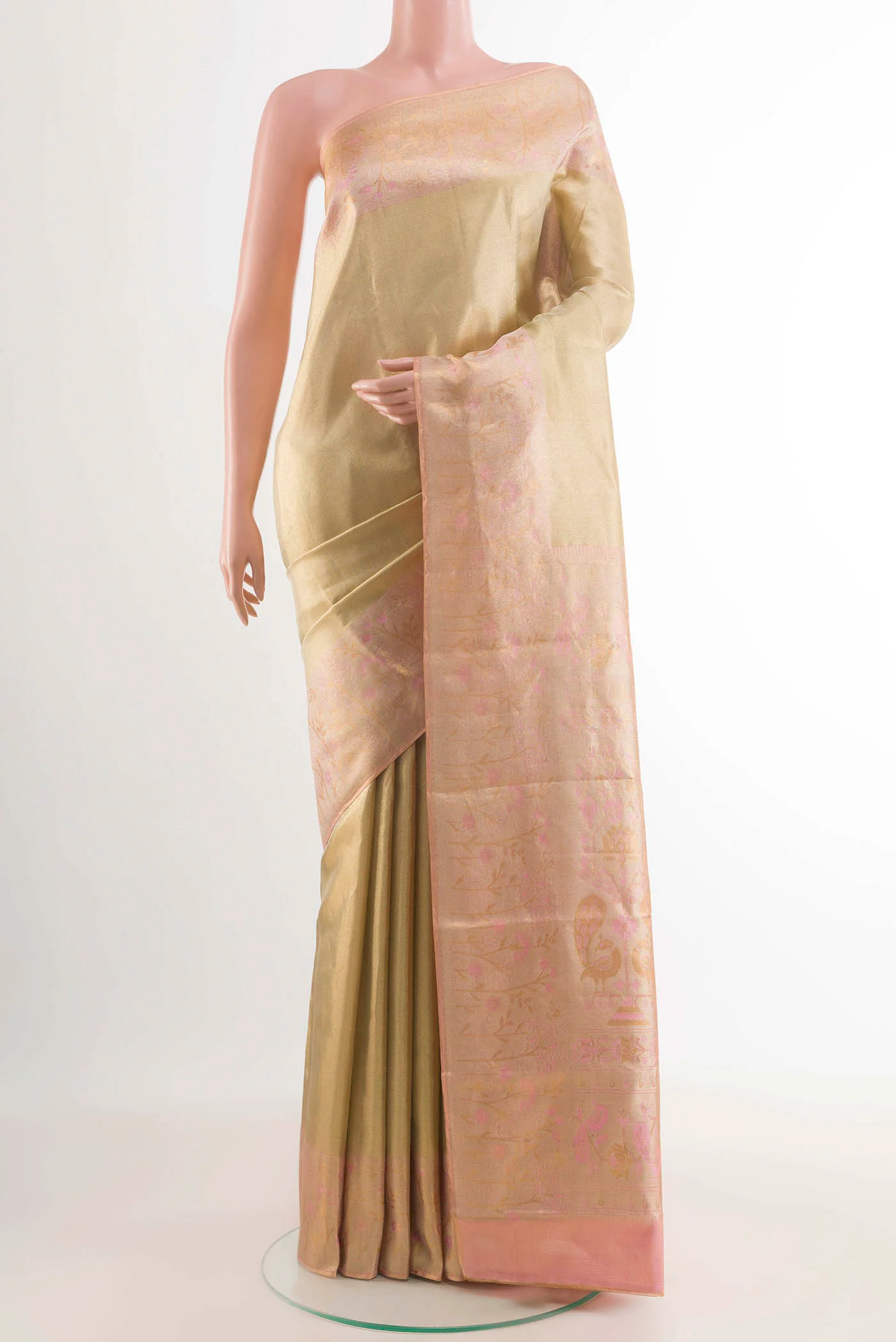 Golden Kanjivaram Tissue Silk Saree