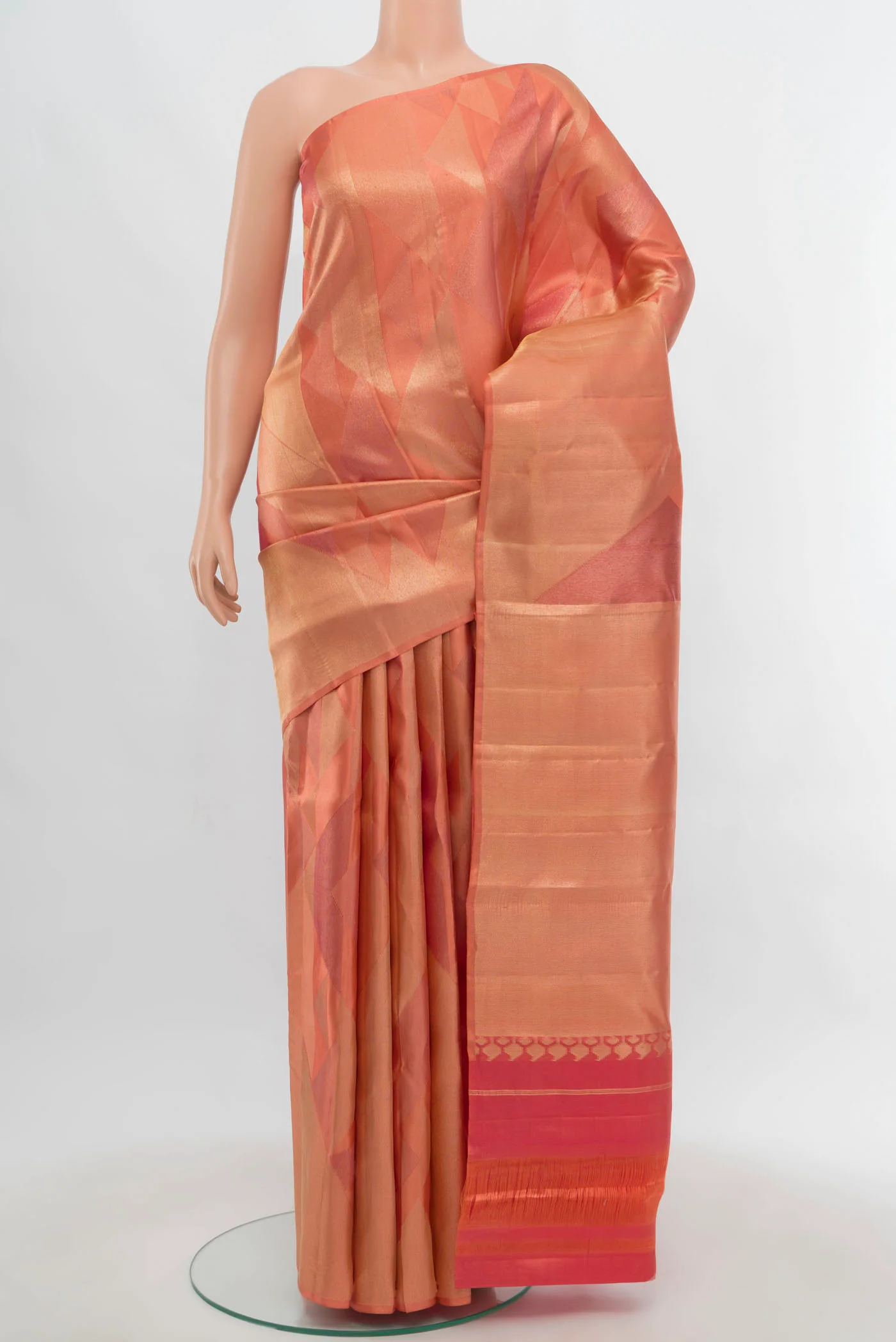 Coral Kanjivaram Silk Saree