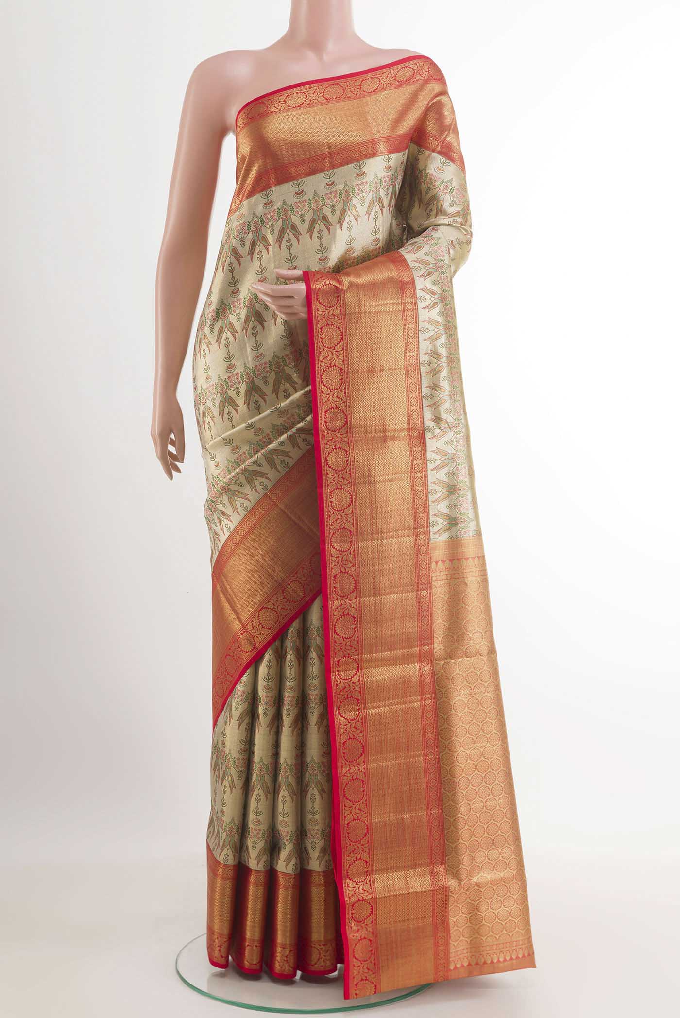 Golden Kanjivaram Tissue Silk Saree