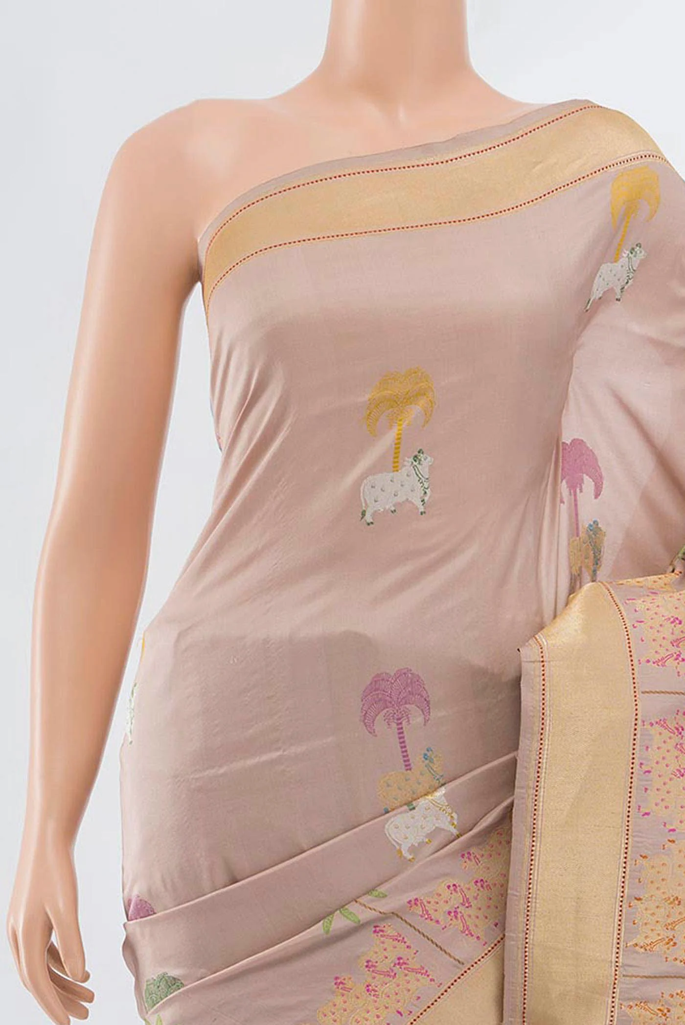 Mauve Banarasi Silk Saree - Image 2