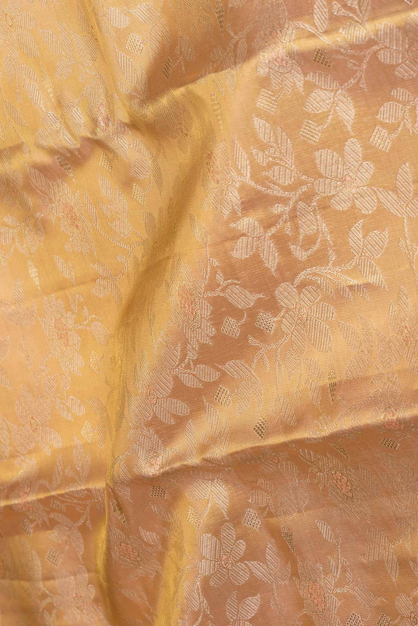 Golden Peach Dual Tone Kanjivaram Saree - Image 2