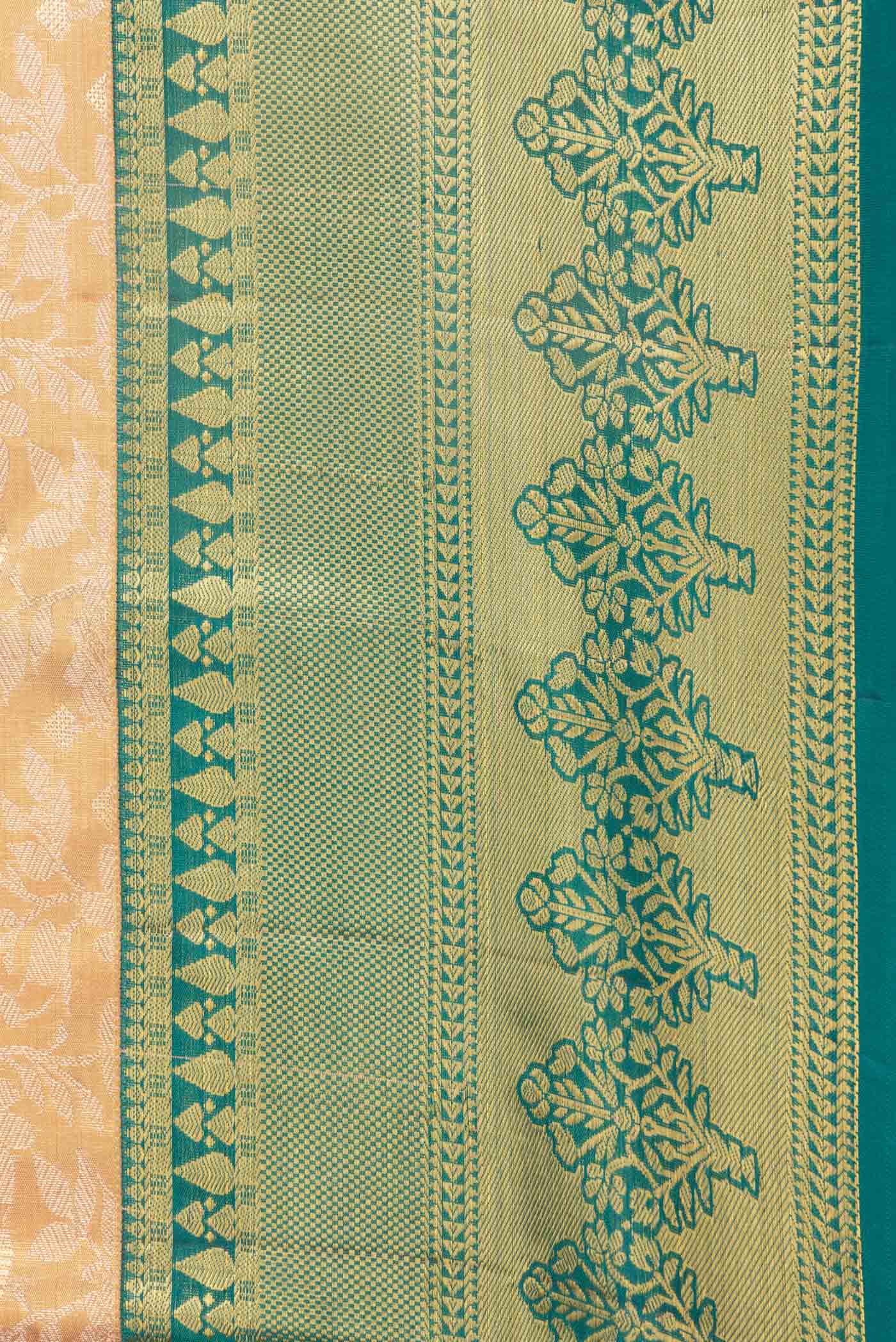 Golden Peach Dual Tone Kanjivaram Saree - Image 3