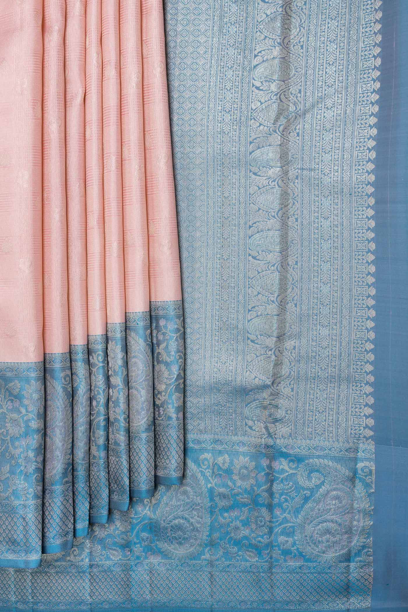 Golden Peach Dual Tone Kanjivaram Saree - Image 4