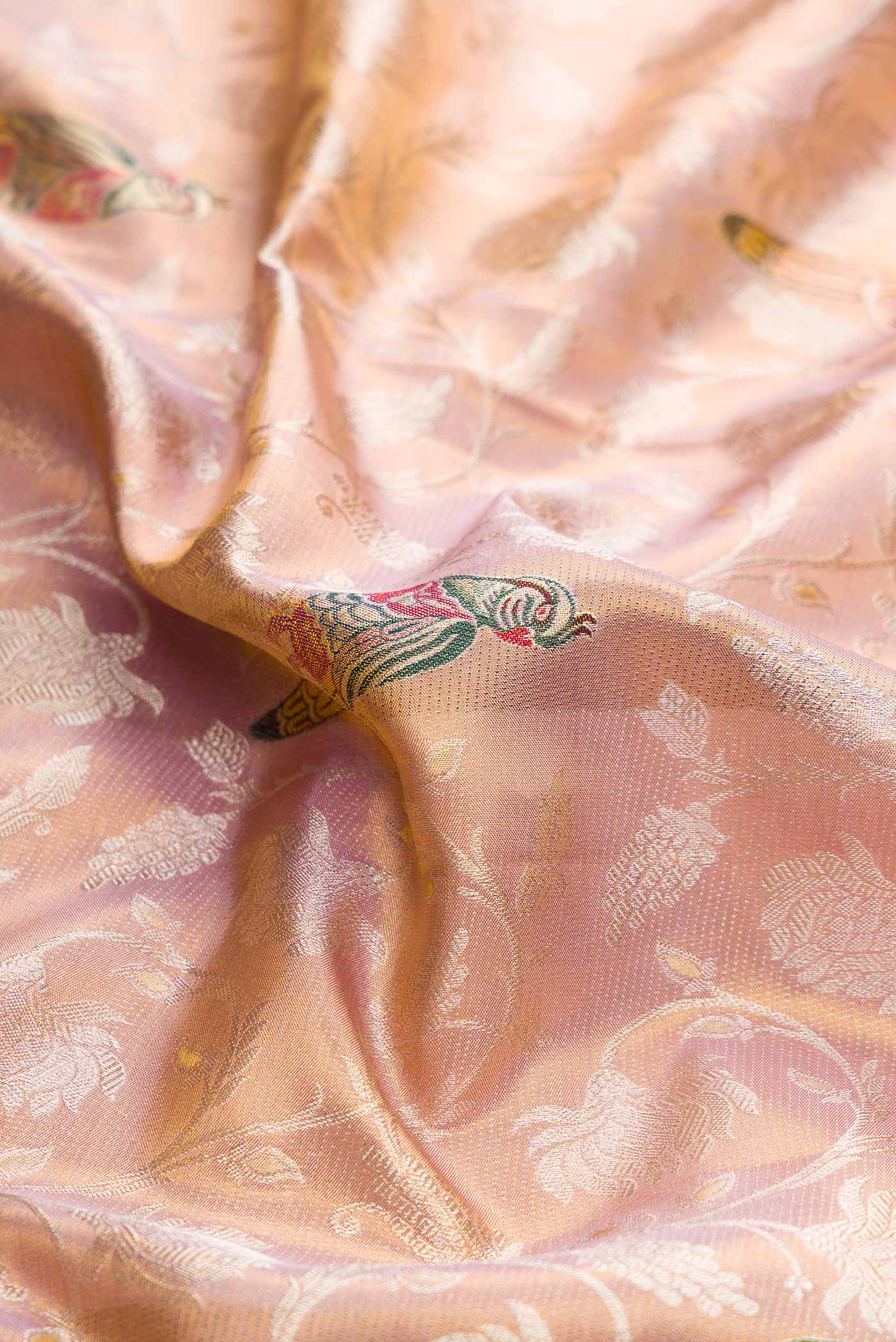 Golden Peach Dual Tone Kanchipuram Saree - Image 2