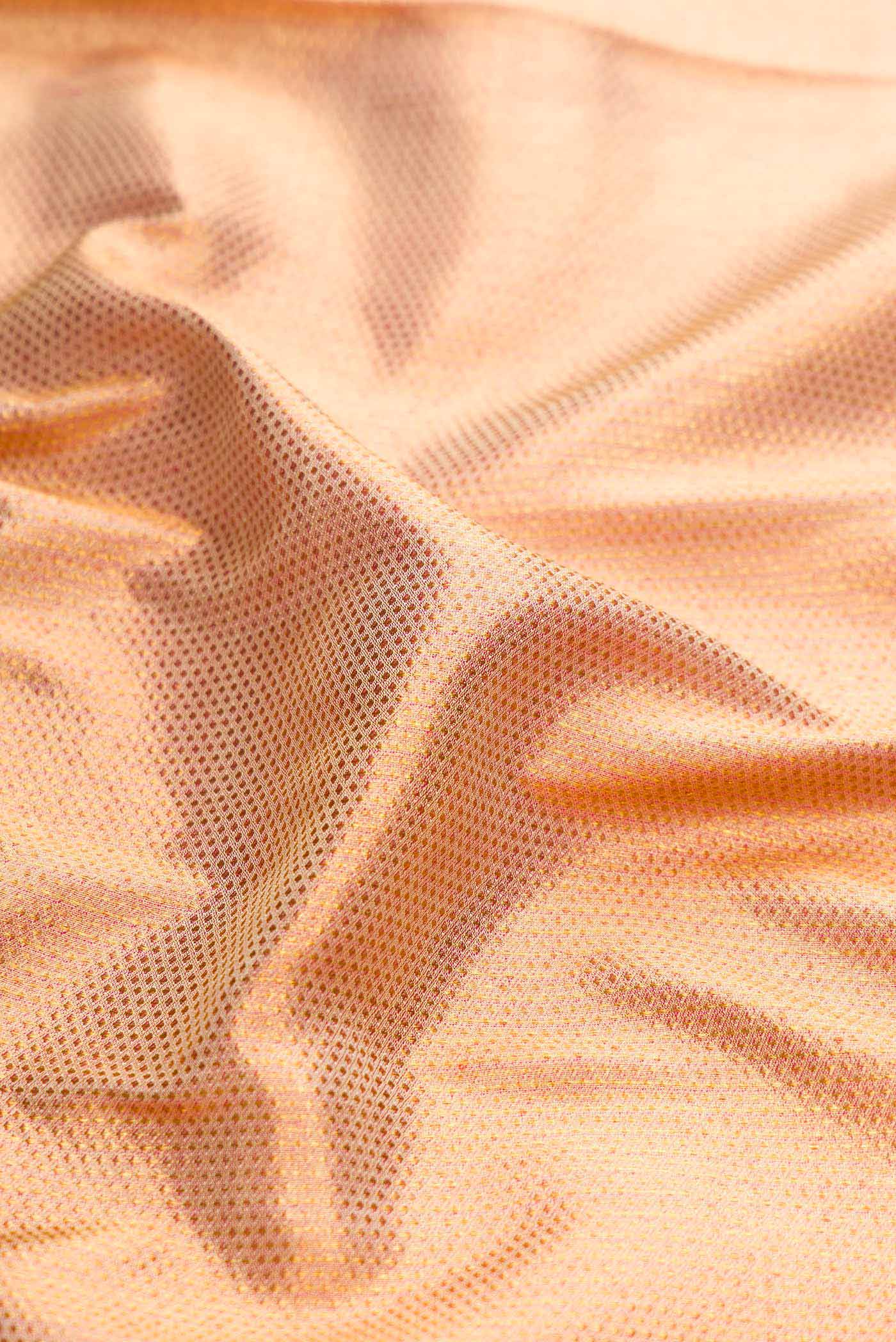 Golden Peach Dual Tone Kanjivaram Silk Saree - Image 2